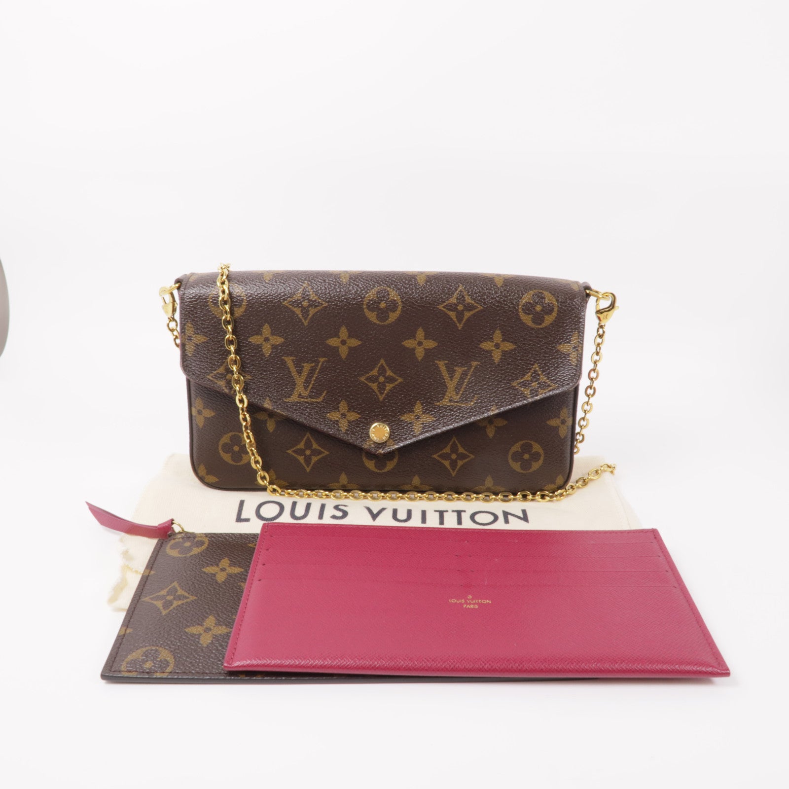 LOUIS VUITTON Monogram Pochette Felicie金扣鏈帶肩背袋