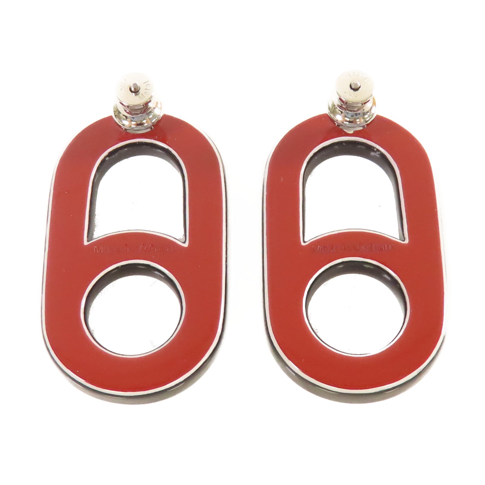 HERMES 水牛角Variation Earrings Small Model銀扣耳環紅色/藍色/黑色