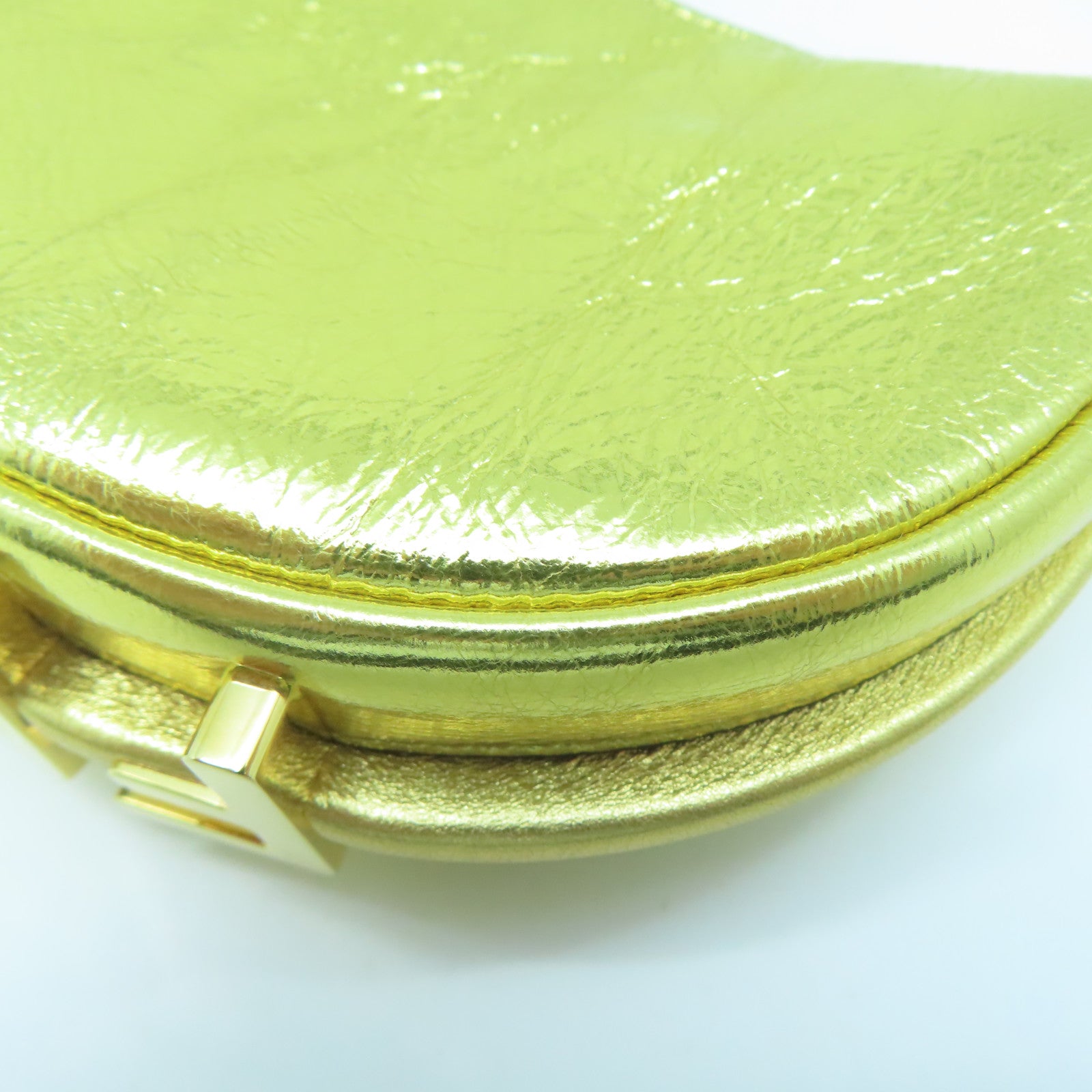 FENDI Coated Canvas Clutch Bag Gold Buckle Clutch Gold