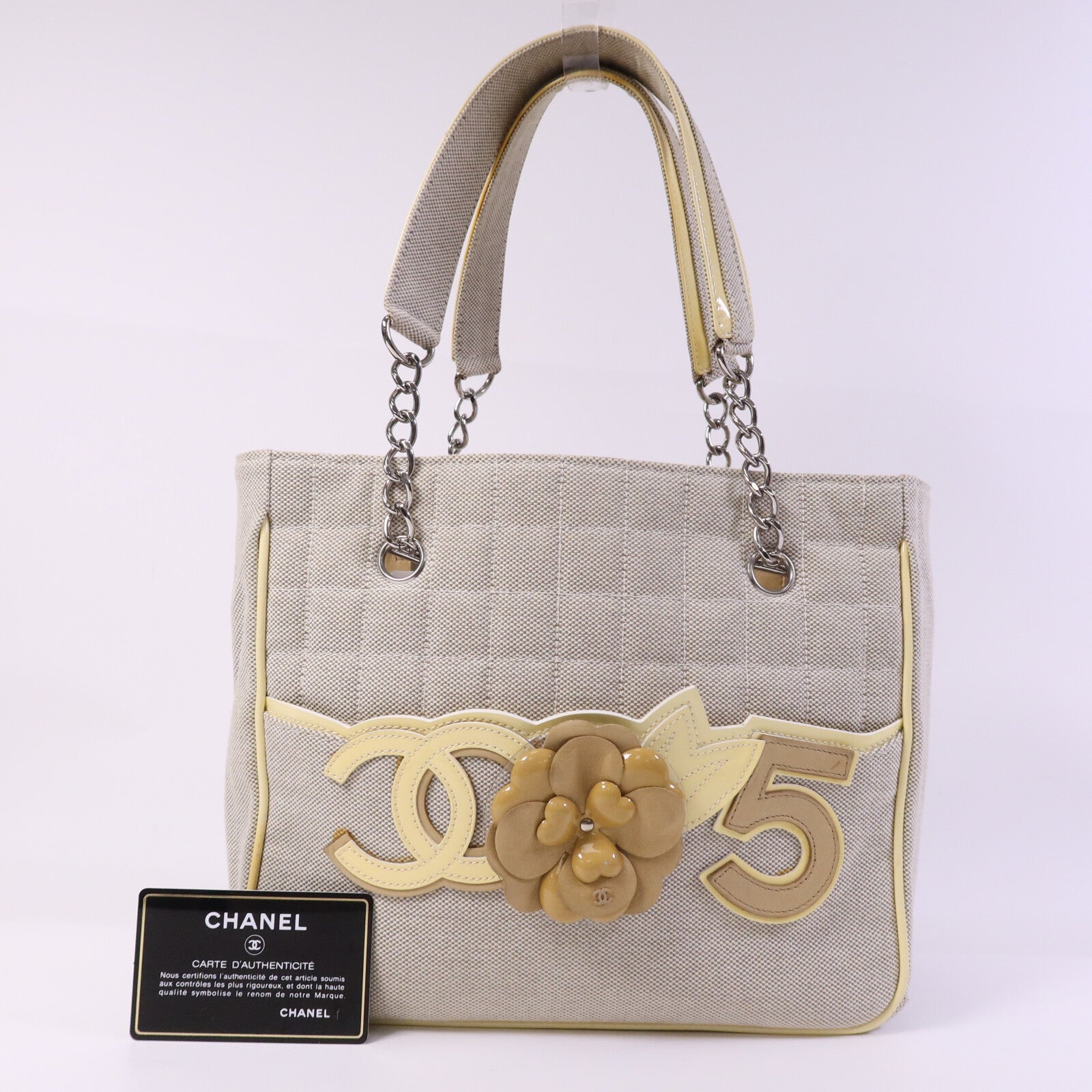 CHANEL 帆布Hand Bag銀扣手挽袋