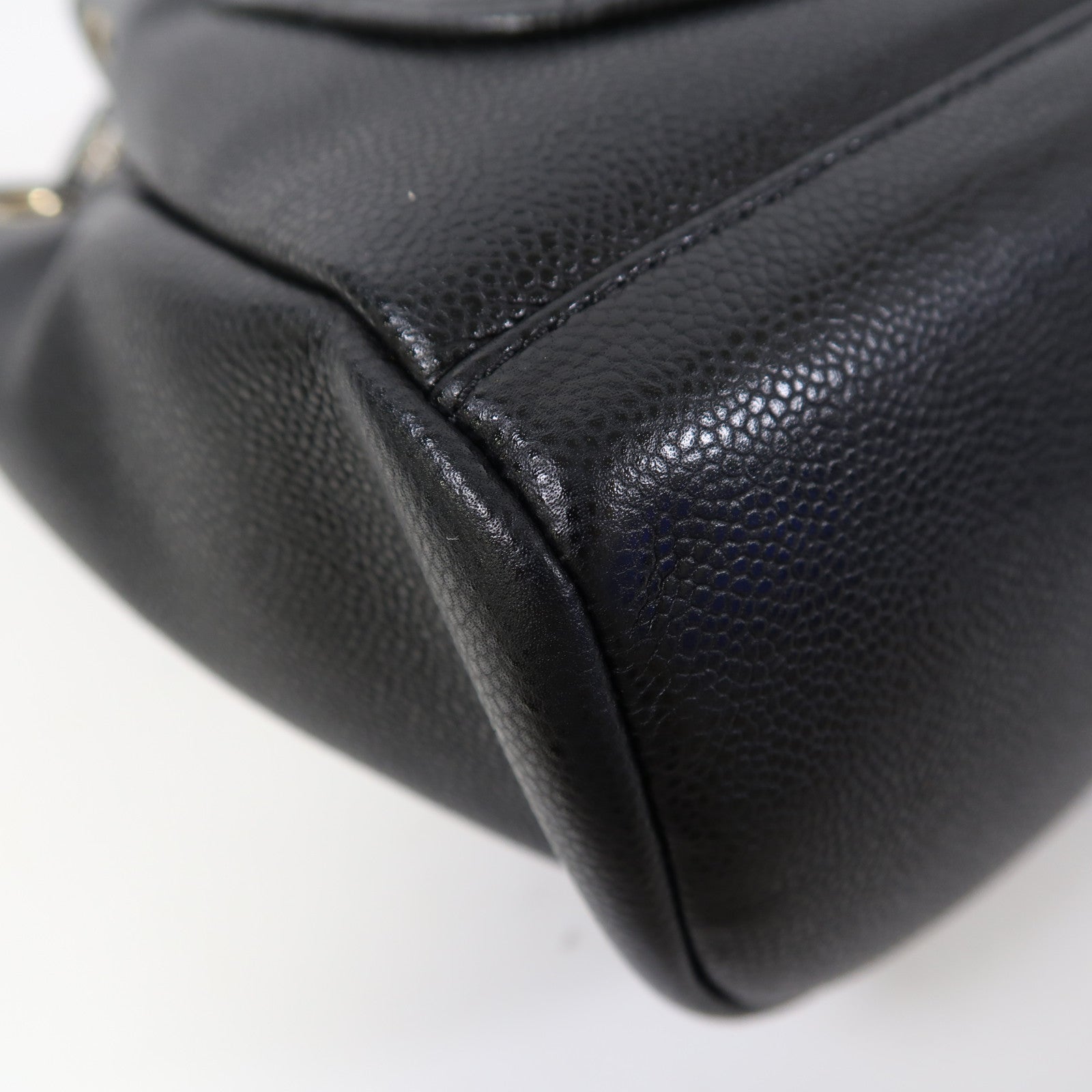 CHANEL Caviar皮革Chain Shoulder Bag金扣鏈帶肩背袋黑色