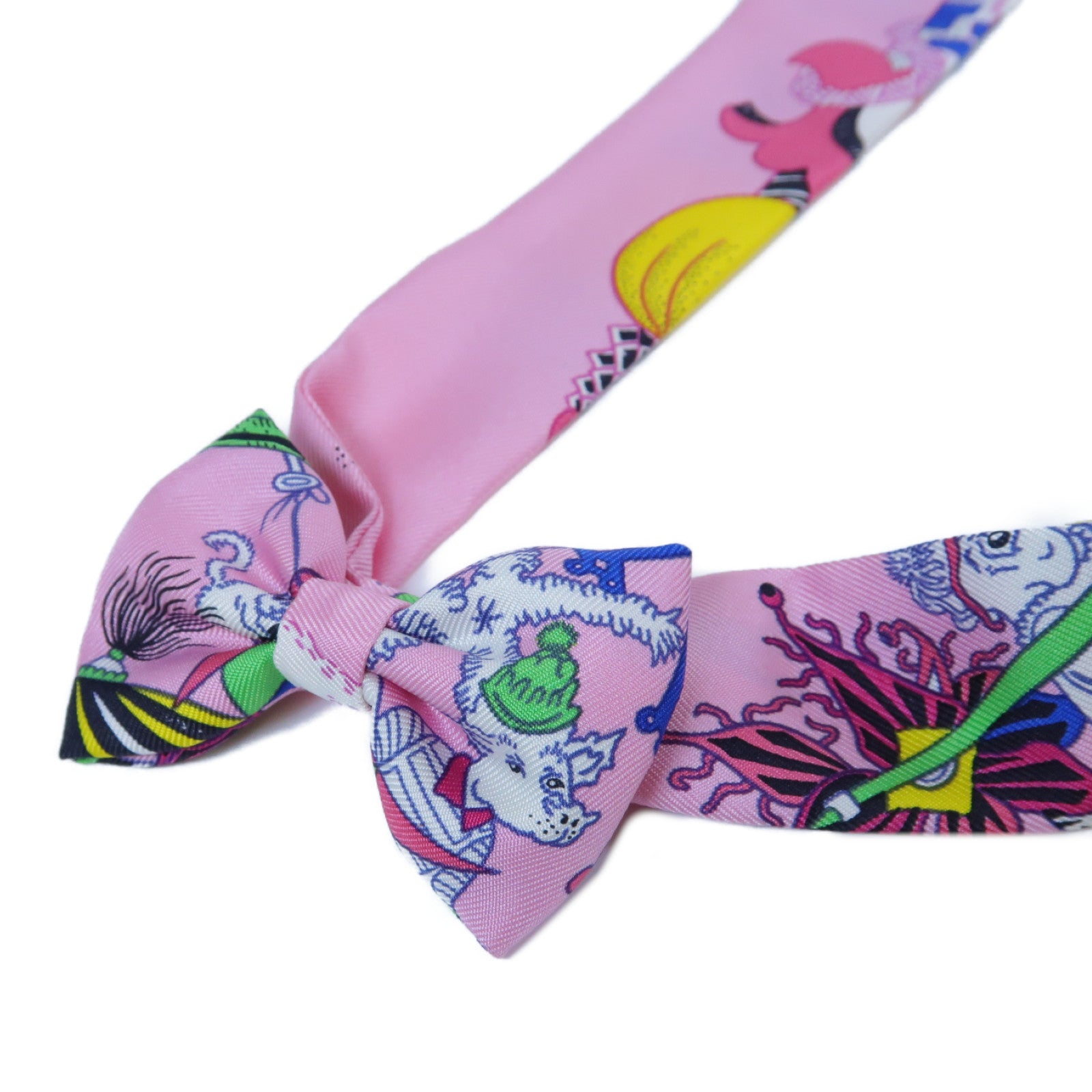 HERMES 【激減優惠】絲質Mini Ribbow Bow領帶粉紅色