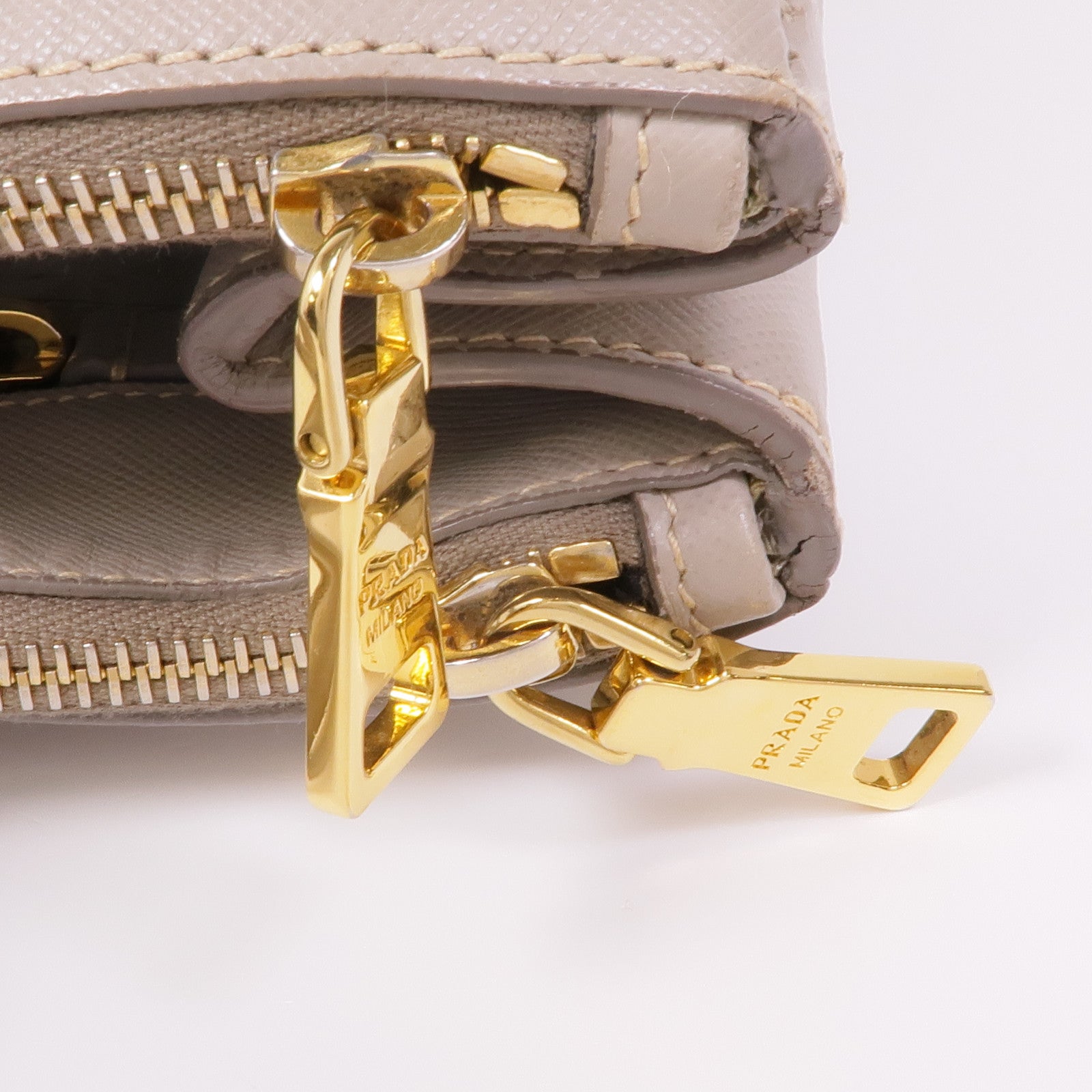 PRADA GHW Handbag BN1786 Saffiano Leather Beige