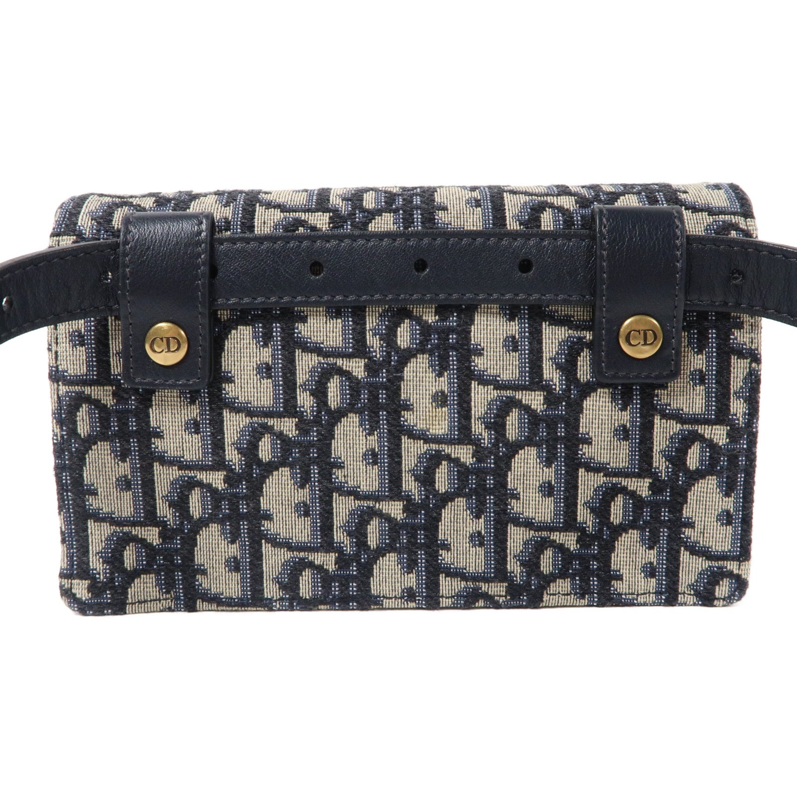 Dior 帆布Saddle Bumbag金扣肩背袋深藍色