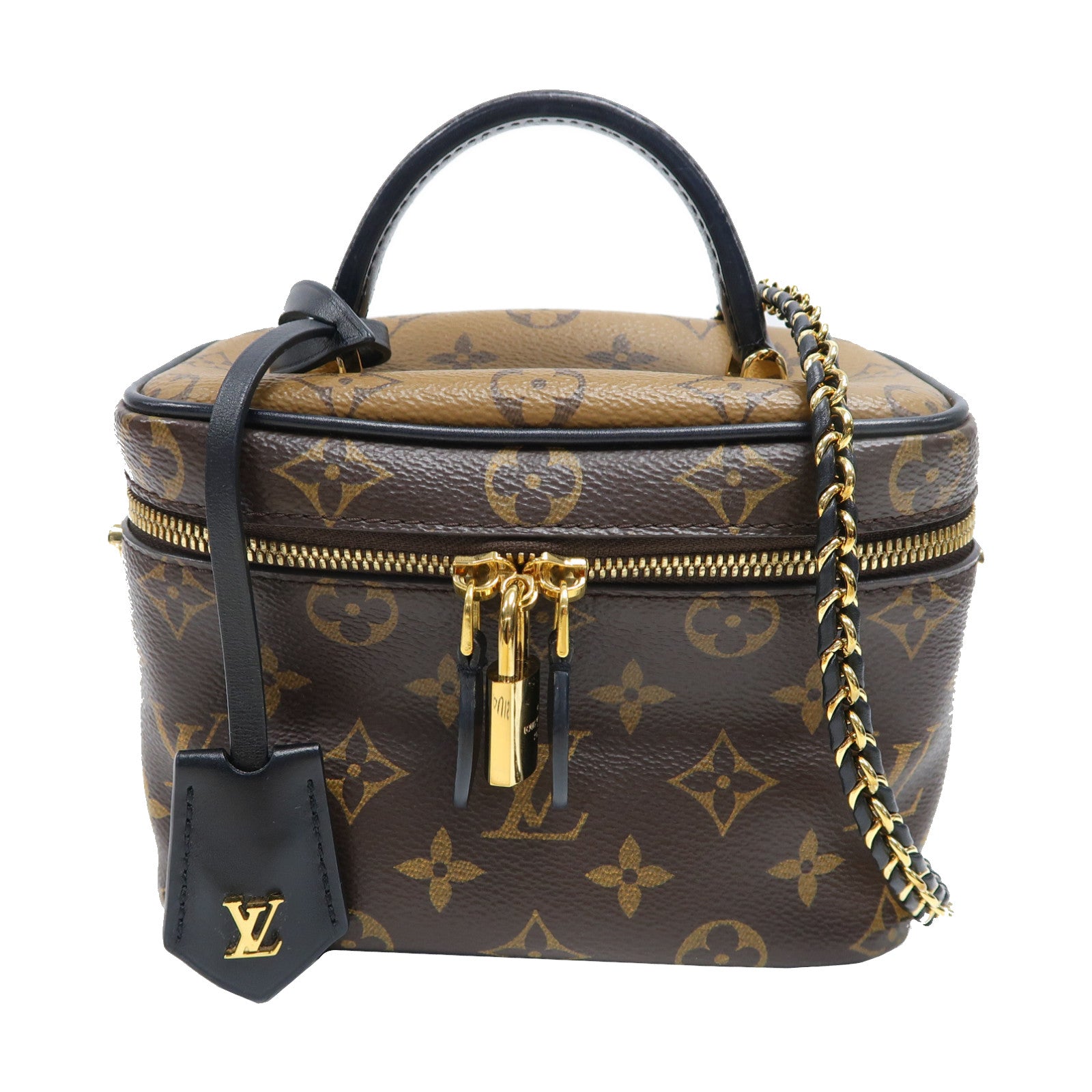 LOUIS VUITTON Monogram Vanity PM金扣手挽肩背兩用袋啡色