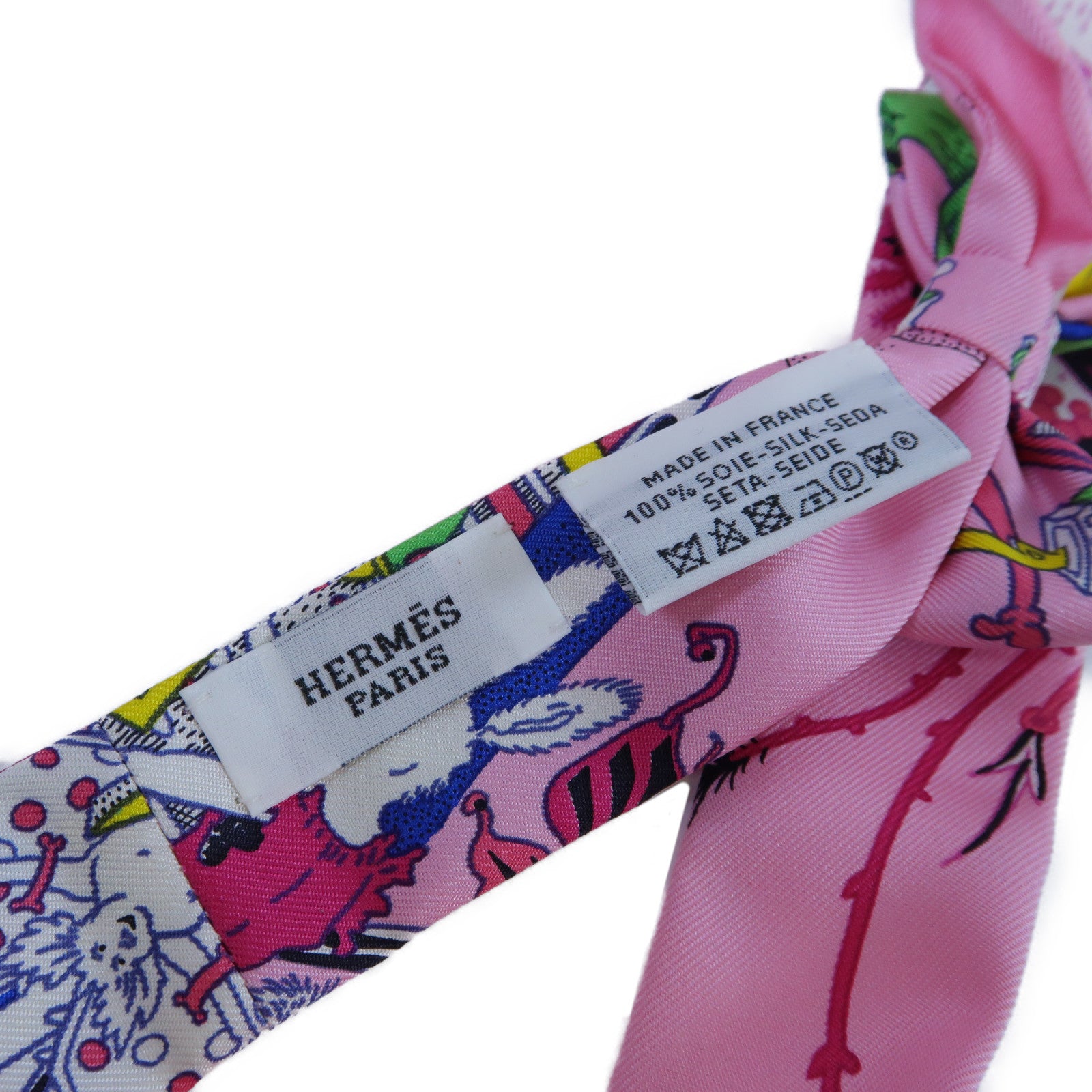 HERMES 【激減優惠】絲質Mini Ribbow Bow領帶粉紅色