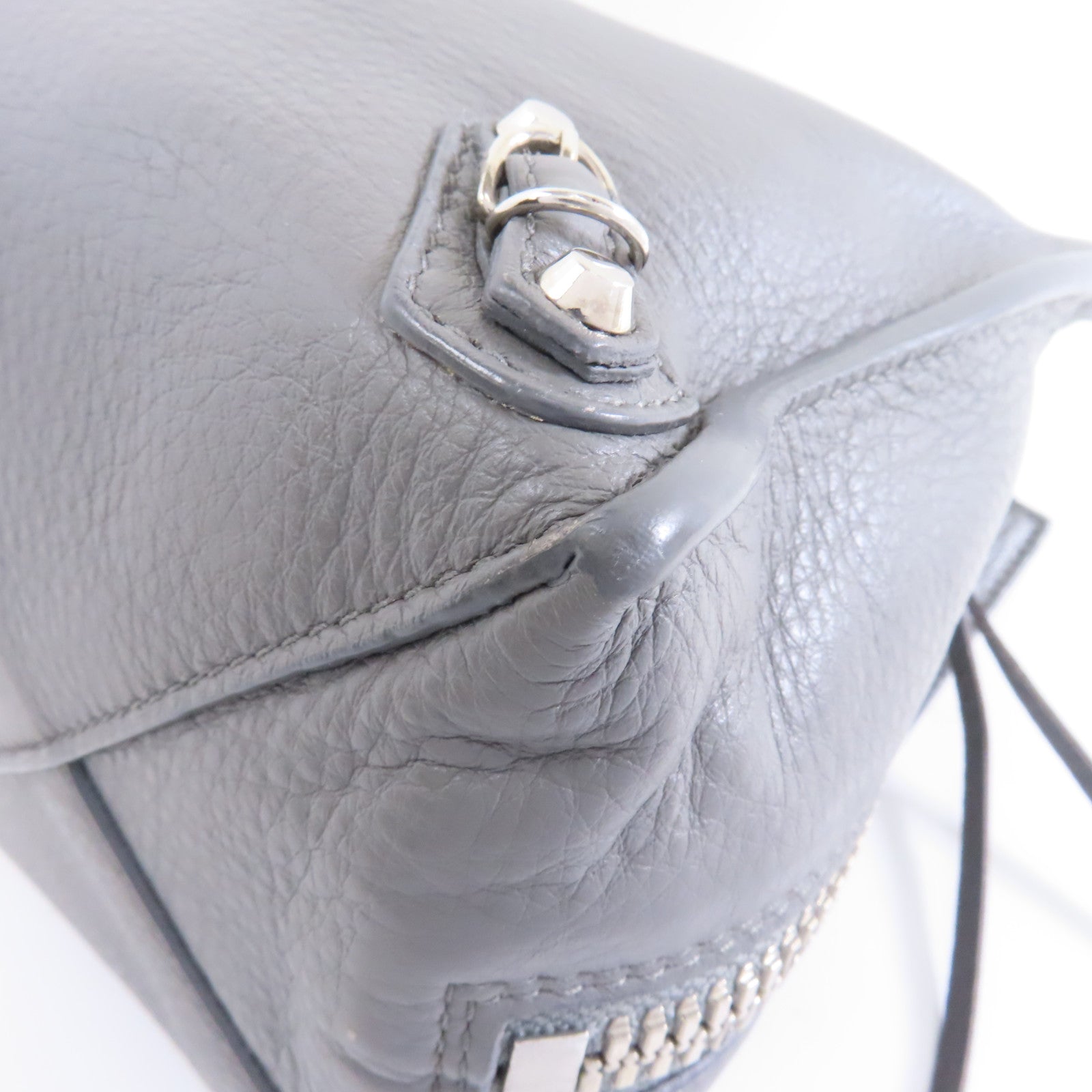 BALENCIAGA 羊皮皮革2way Shoulder Bag銀扣手挽肩背兩用袋灰色