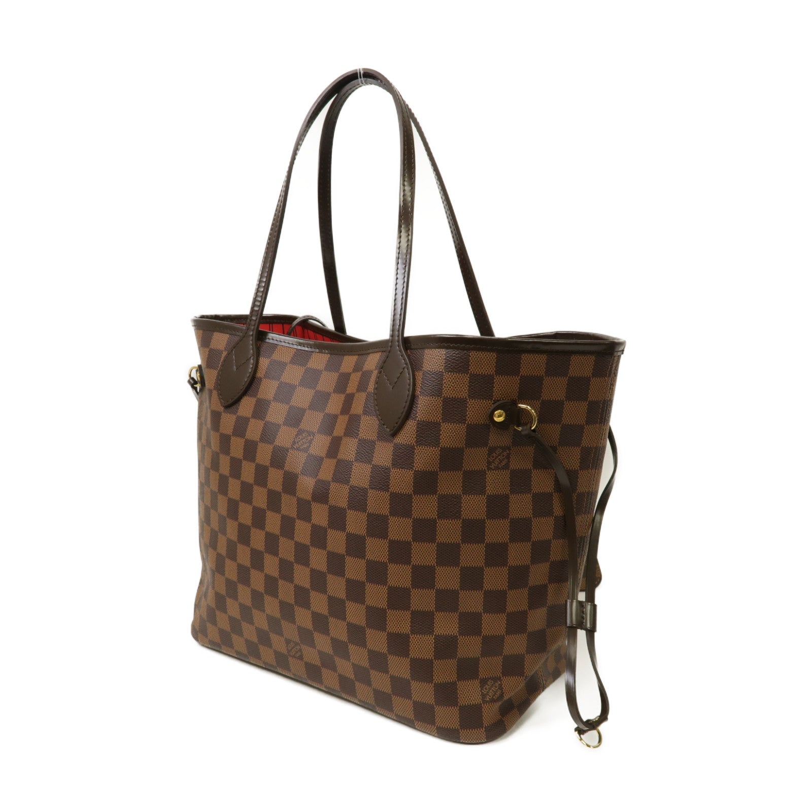LOUIS VUITTON Damier Neverfull MM金扣肩背袋啡色