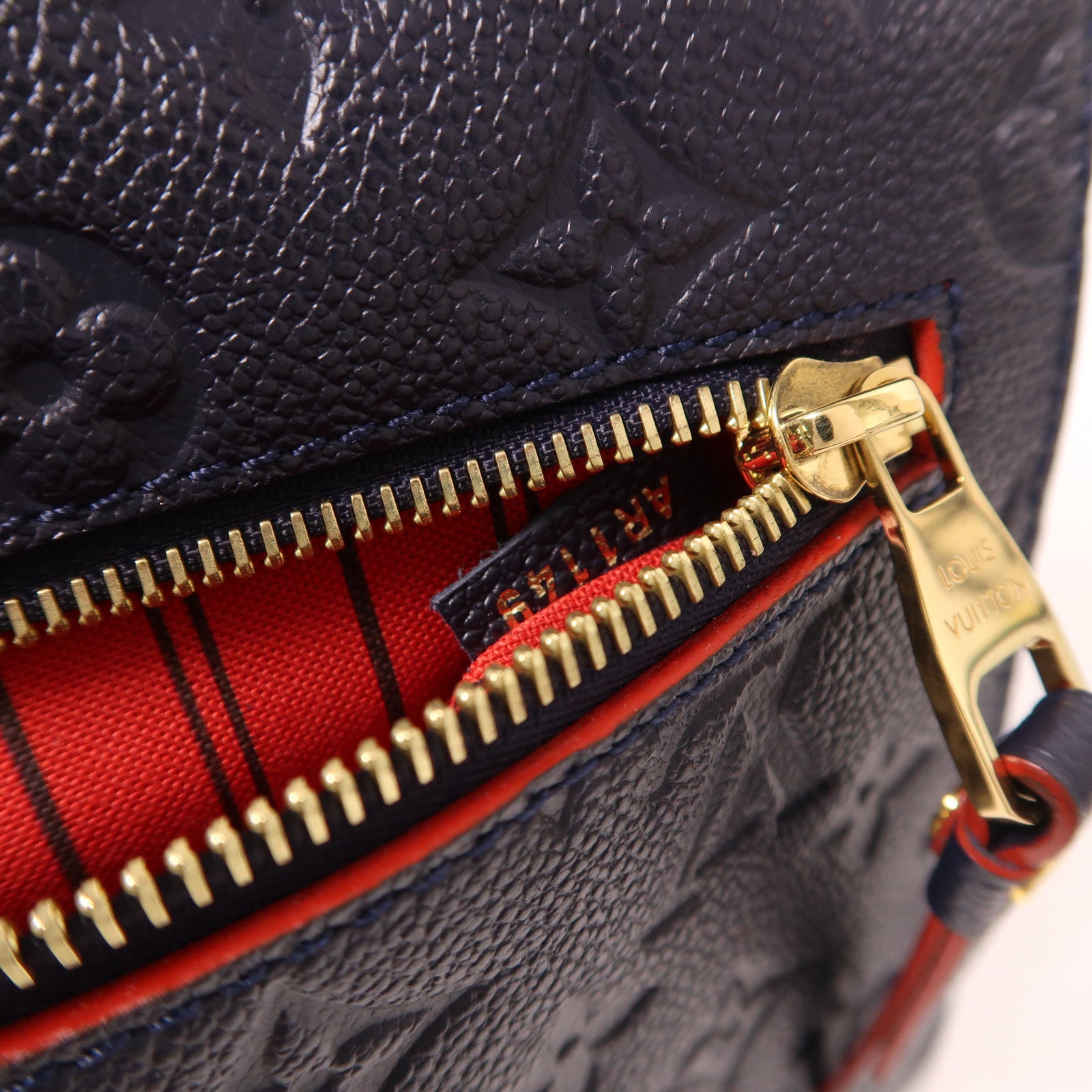 LOUIS VUITTON Monogram Empreinte Pochette Metis金扣手挽肩背兩用袋深藍色