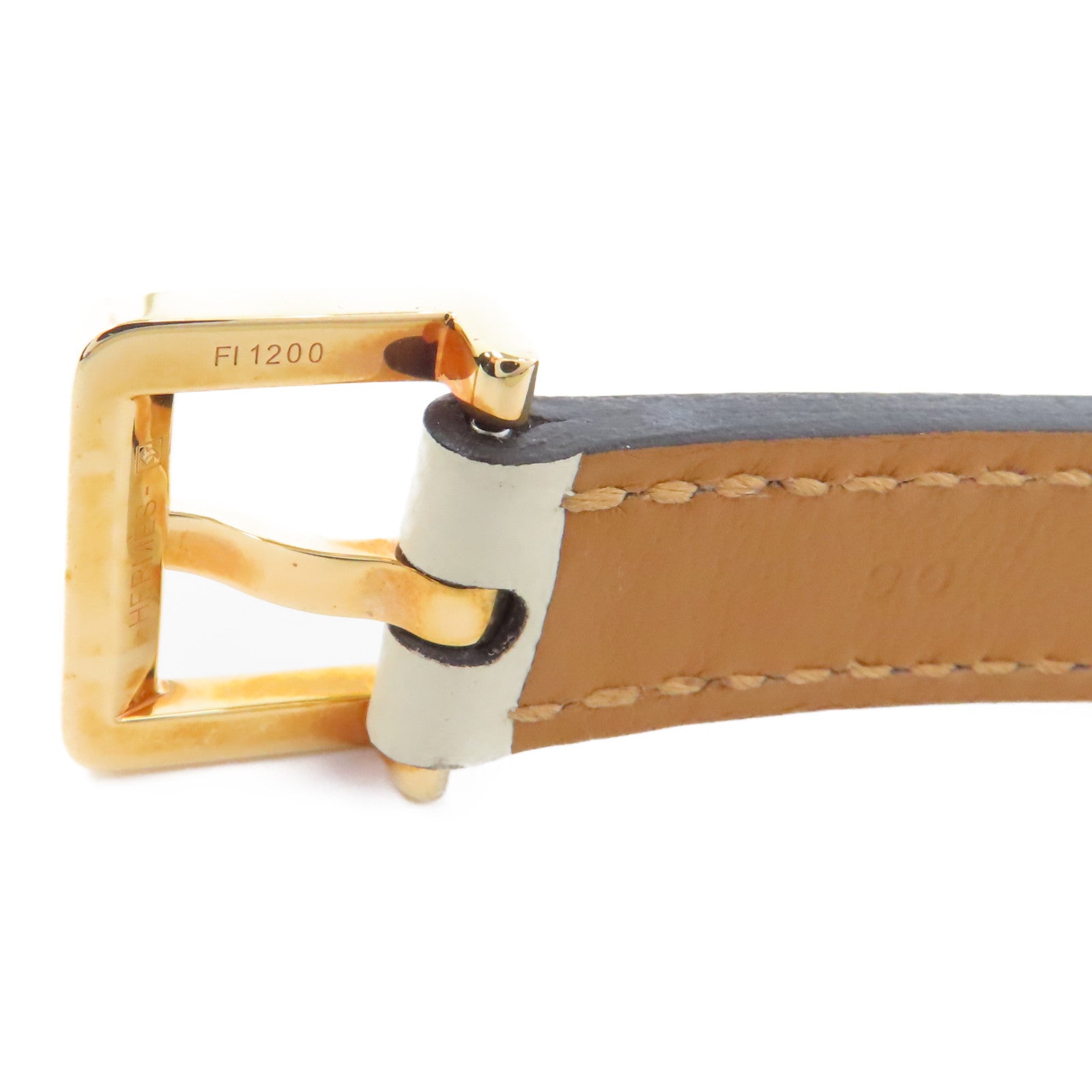 HERMES 【激減優惠】Epsom皮革Pop H Belt金扣皮帶10 Craie鉛筆白