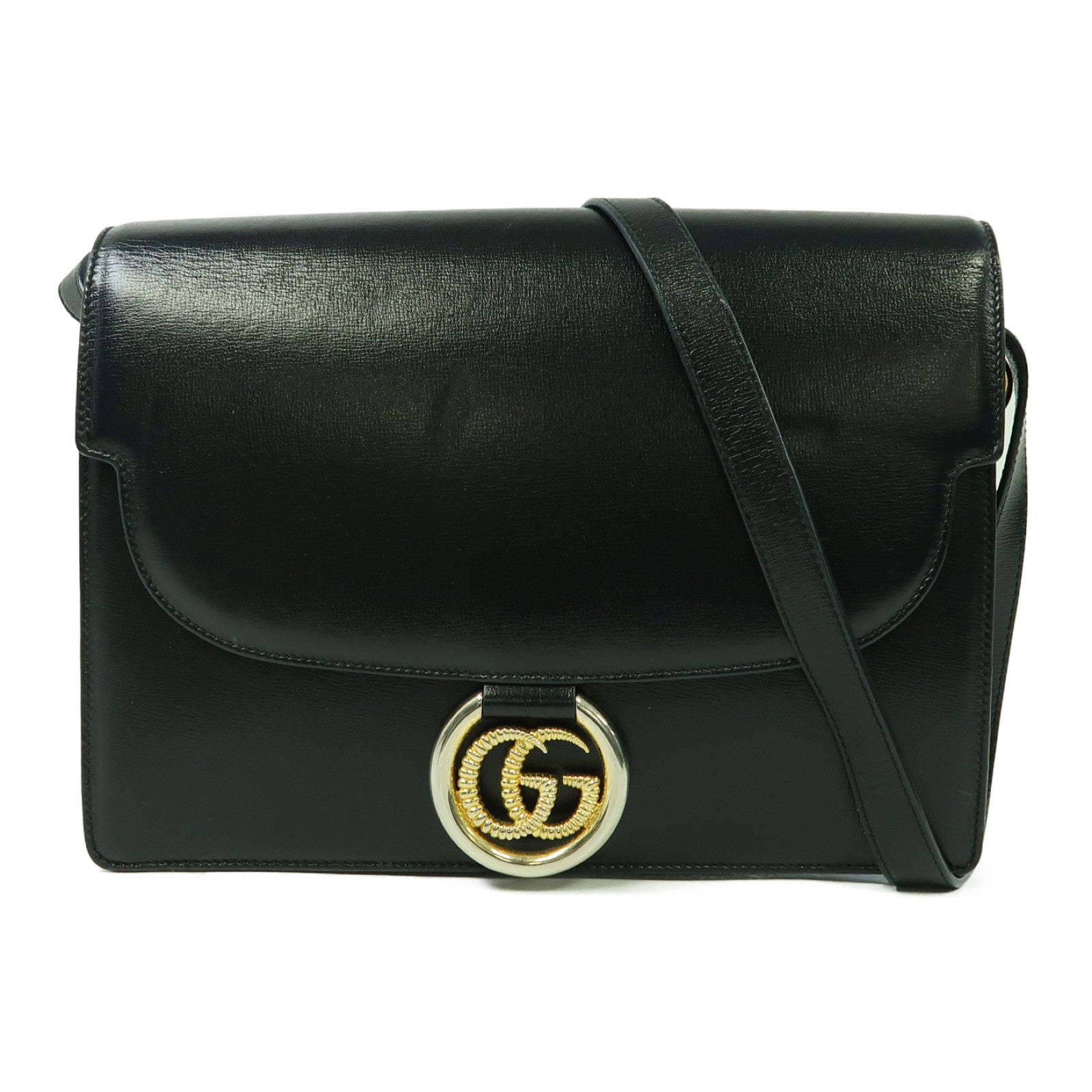 GUCCI 【激減優惠】牛皮皮革Shoulder Bag金扣肩背袋黑色