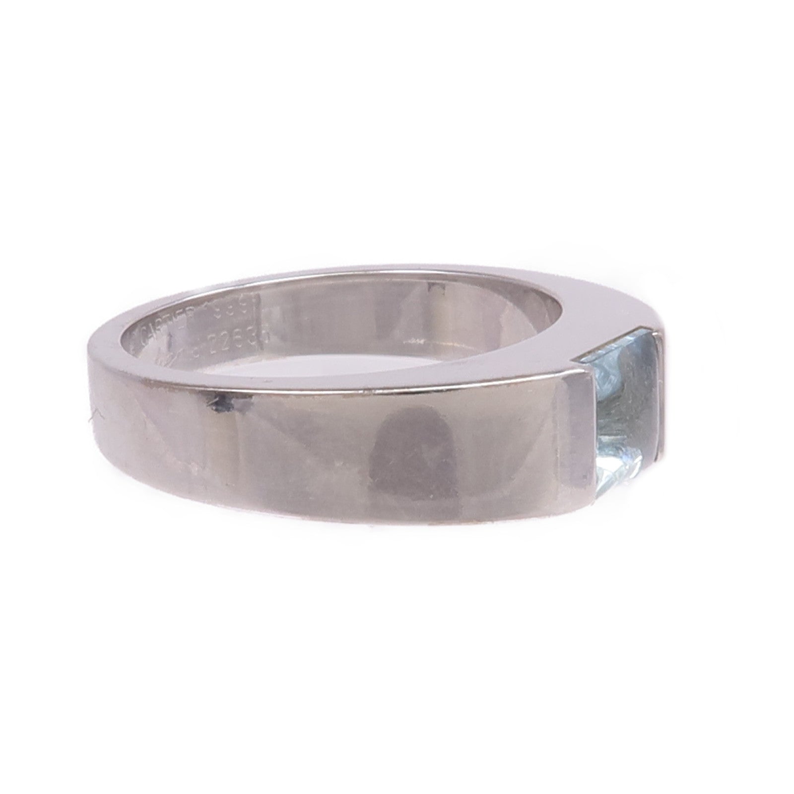 CARTIER 18K白金Tank Ring藍晶戒指Cartier#57/US#8