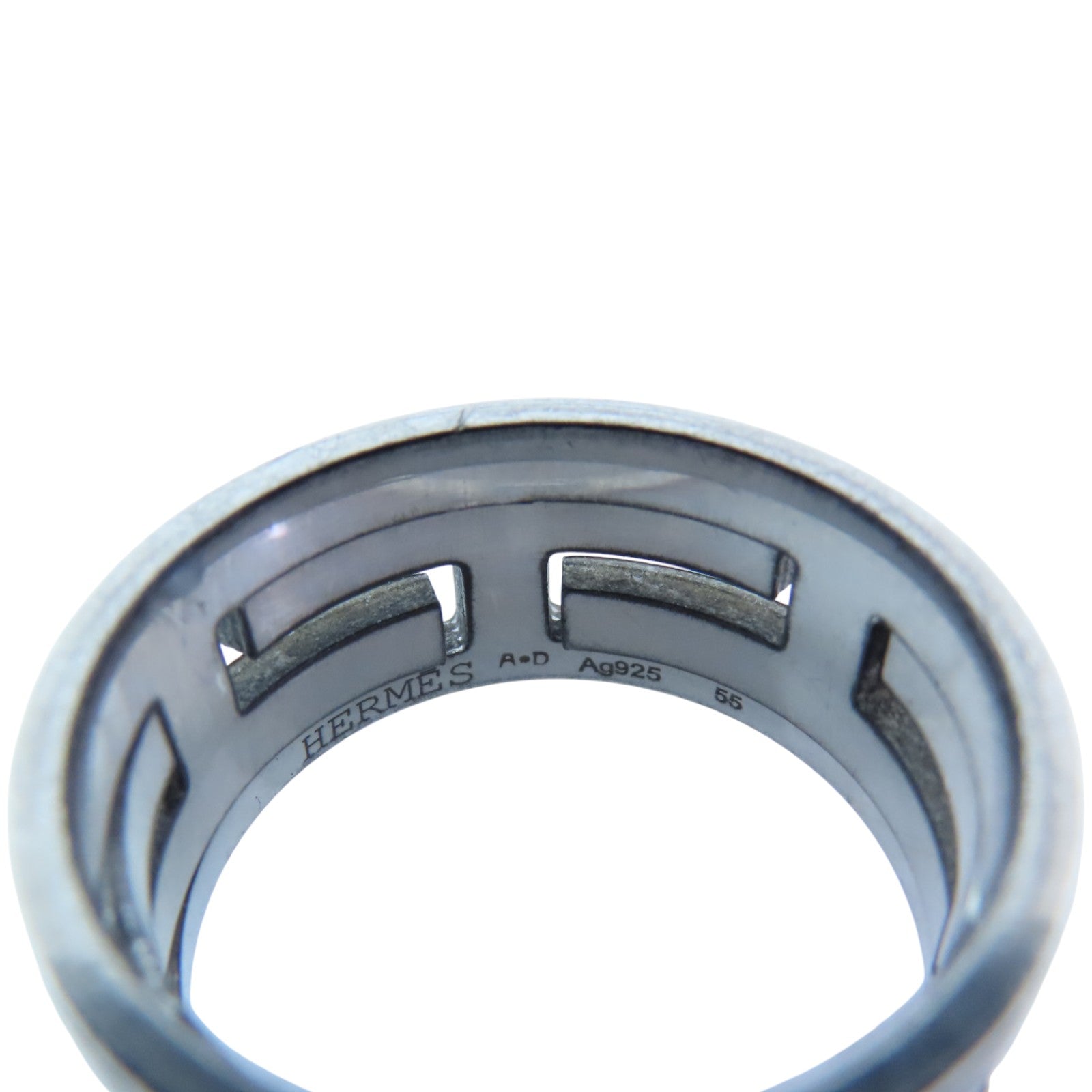HERMES 925純銀Move Ash H Logo Sterling Ring戒指#55/US#7