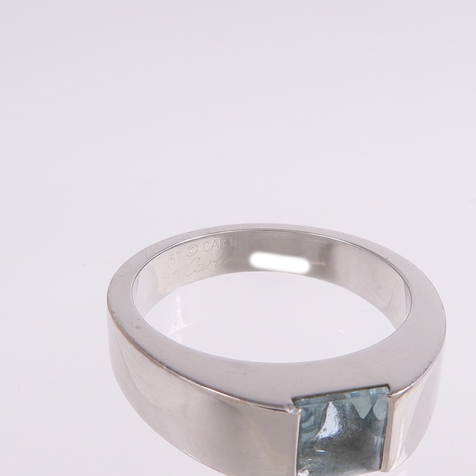 CARTIER 18K白金Tank Ring藍晶戒指Cartier#57/US#8