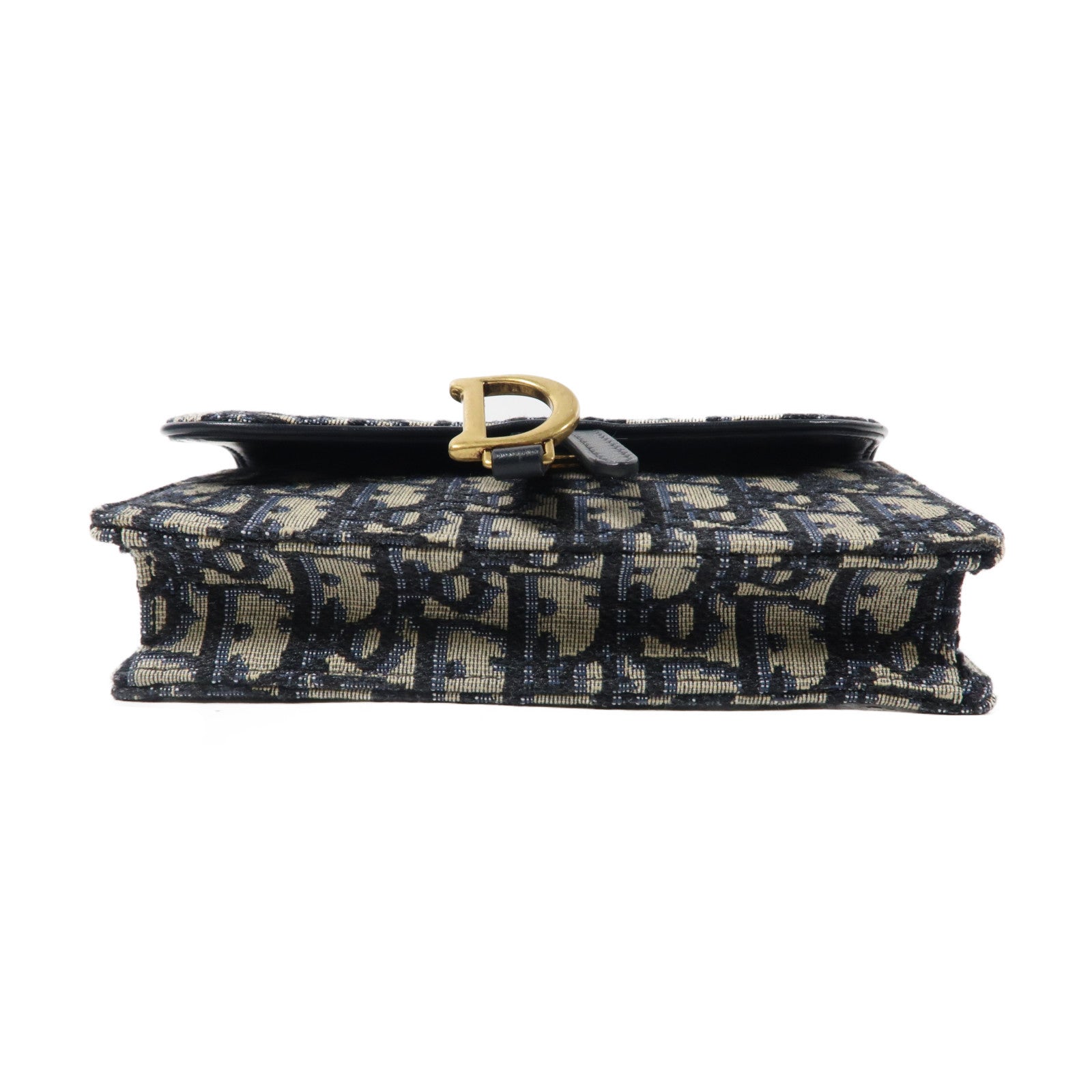 Dior 帆布Saddle Bumbag金扣肩背袋深藍色