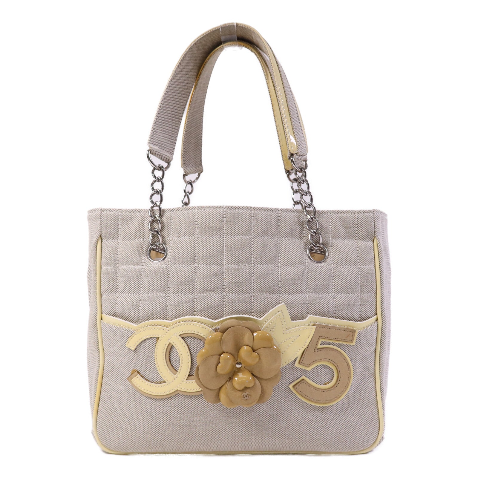 CHANEL 帆布Hand Bag銀扣手挽袋
