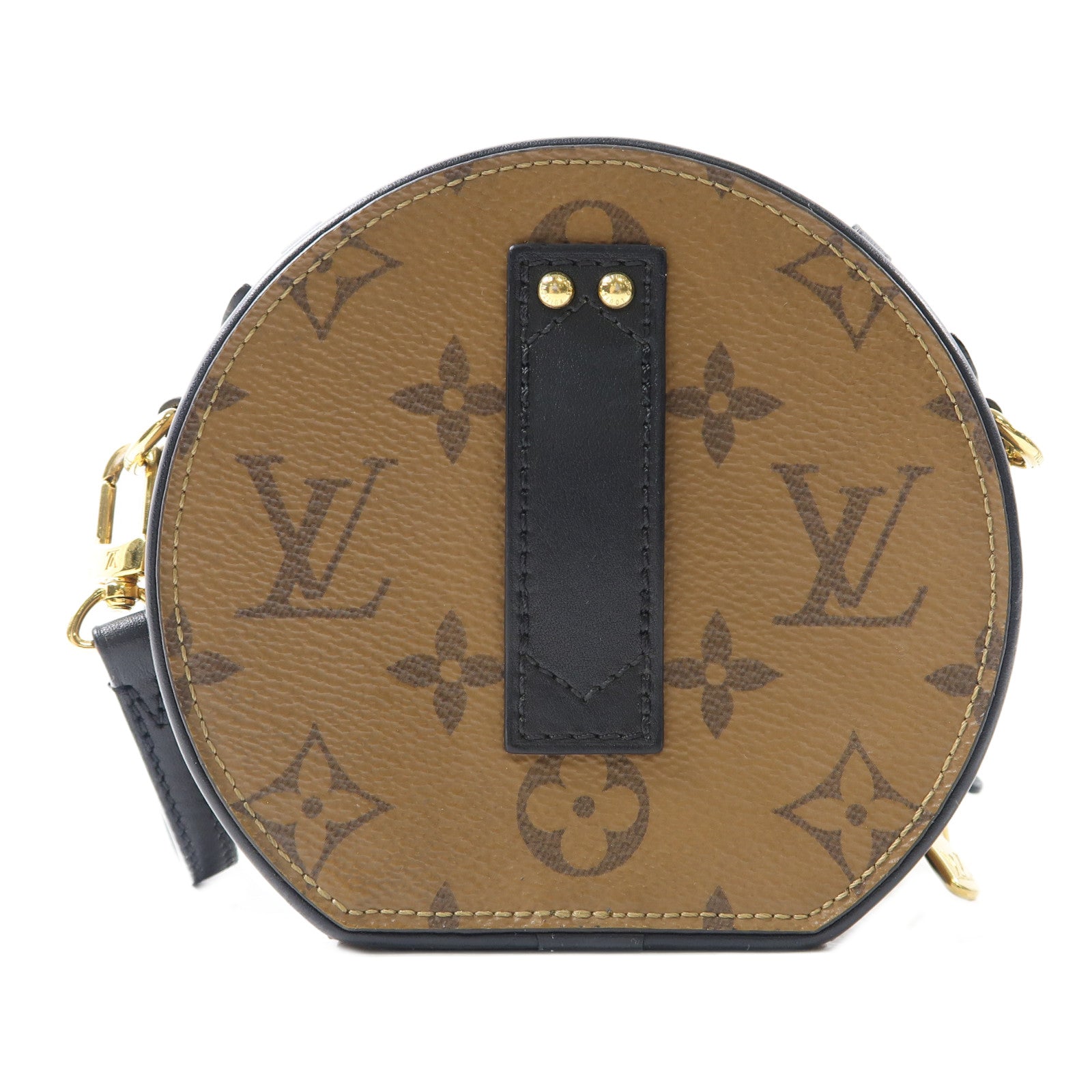 LOUIS VUITTON Monogram Reverse Mini Boite Chapeau金扣肩背袋棕色/黑色