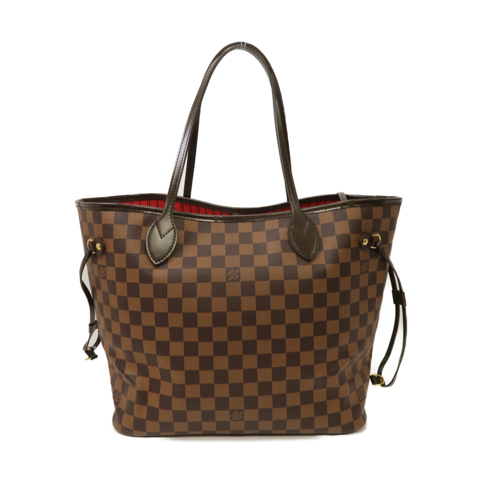 LOUIS VUITTON Damier Neverfull MM金扣肩背袋啡色