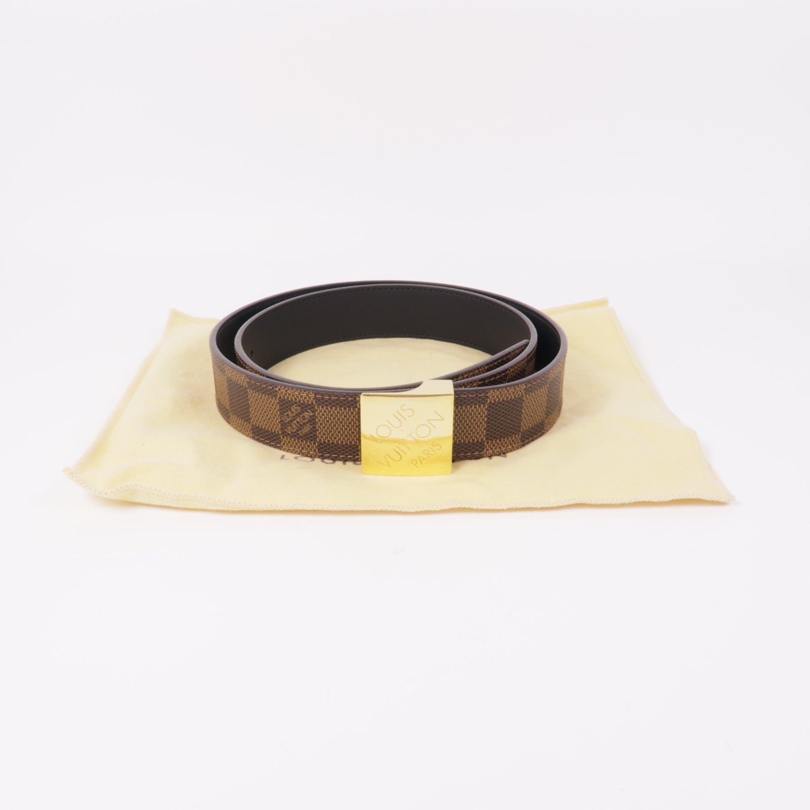 LOUIS VUITTON Damier Belt金扣皮帶