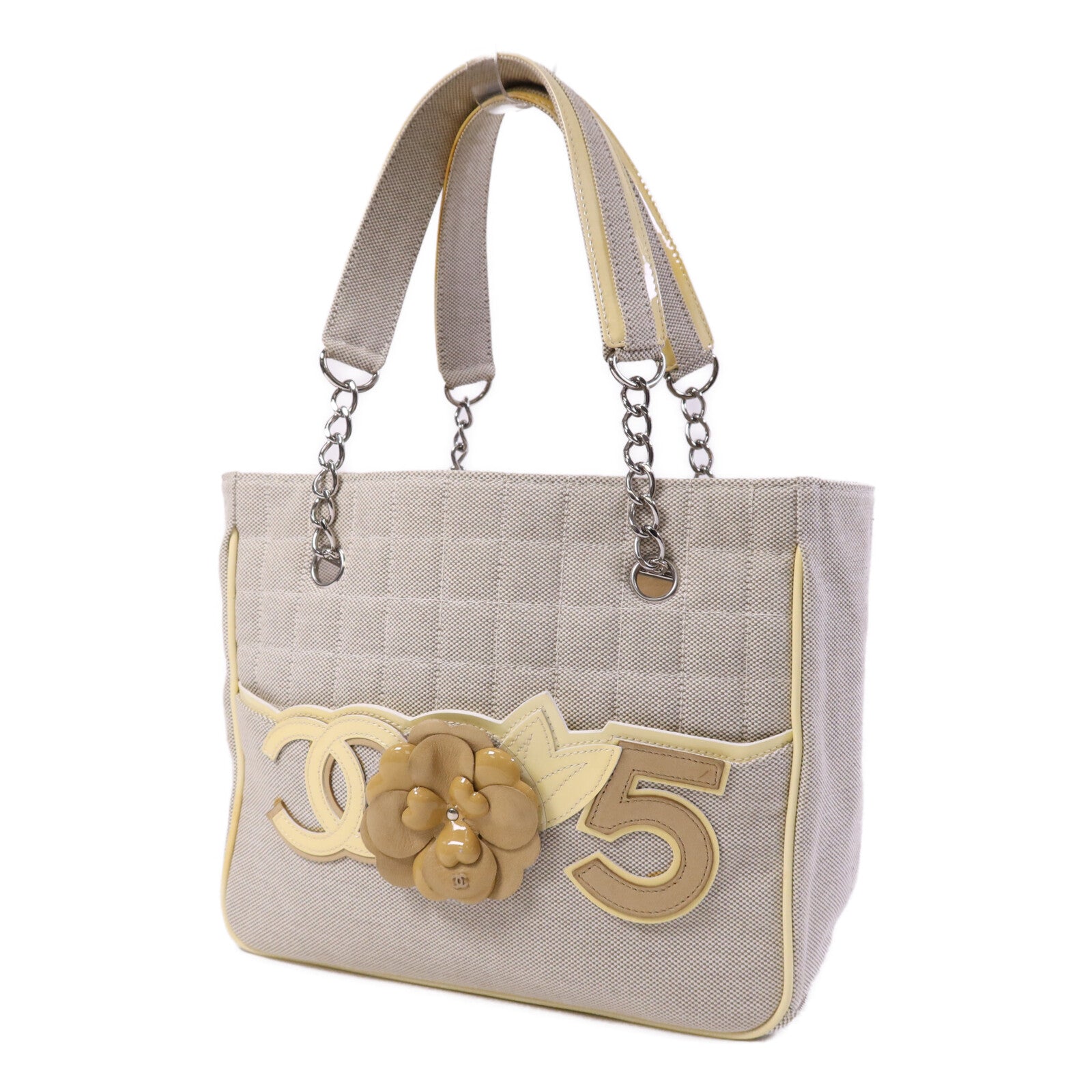 CHANEL 帆布Hand Bag銀扣手挽袋
