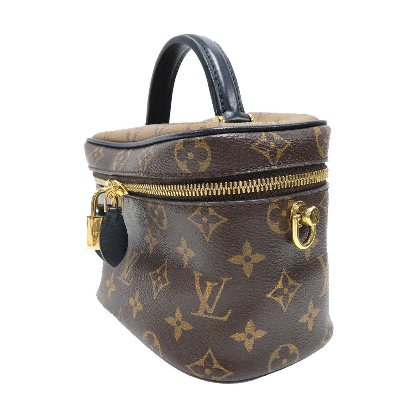 LOUIS VUITTON Monogram Vanity PM金扣手挽肩背兩用袋啡色