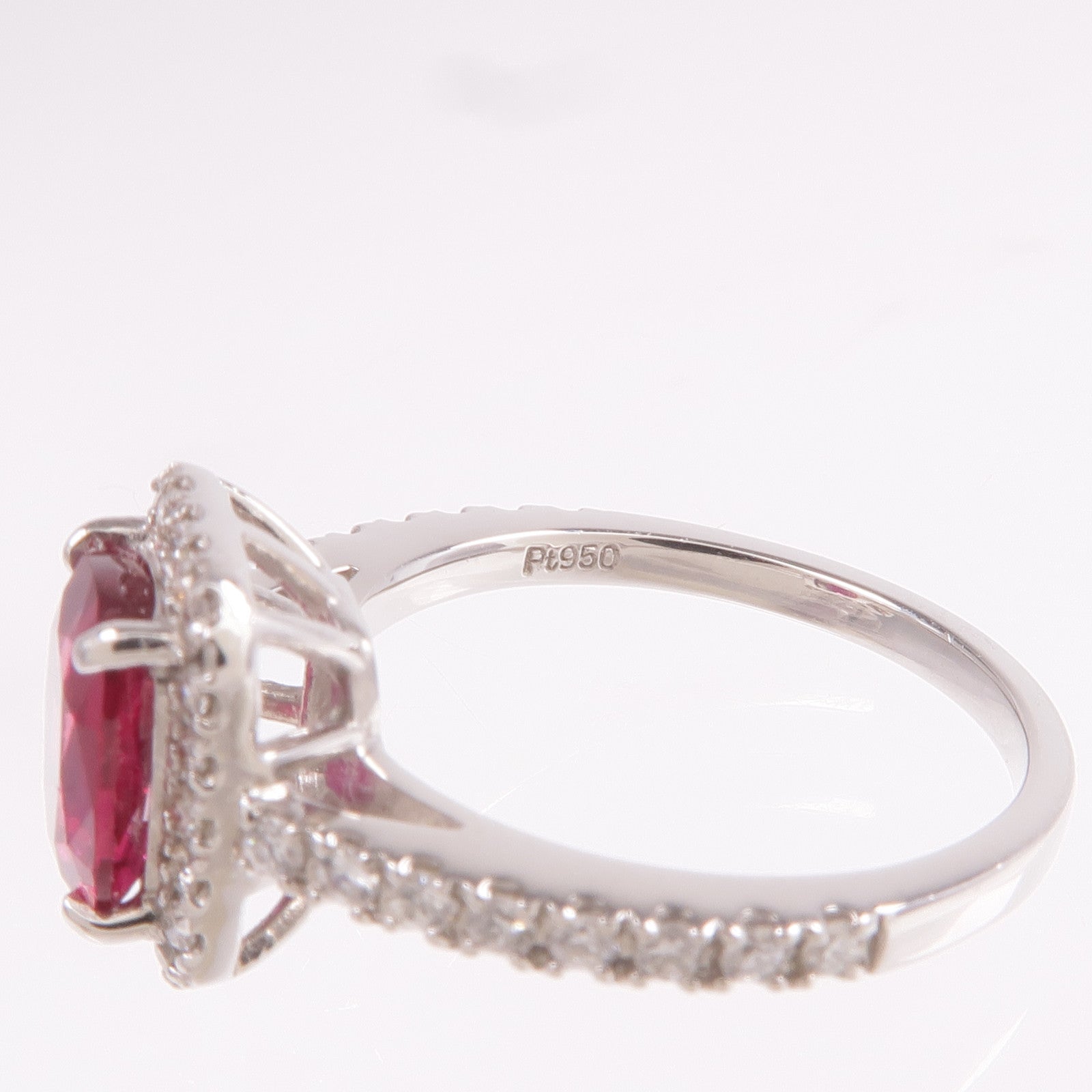 JEWELRY 【激減優惠】PT950鉑金Ruby Diamond Ring紅寶石/鑽石戒指US#5.75