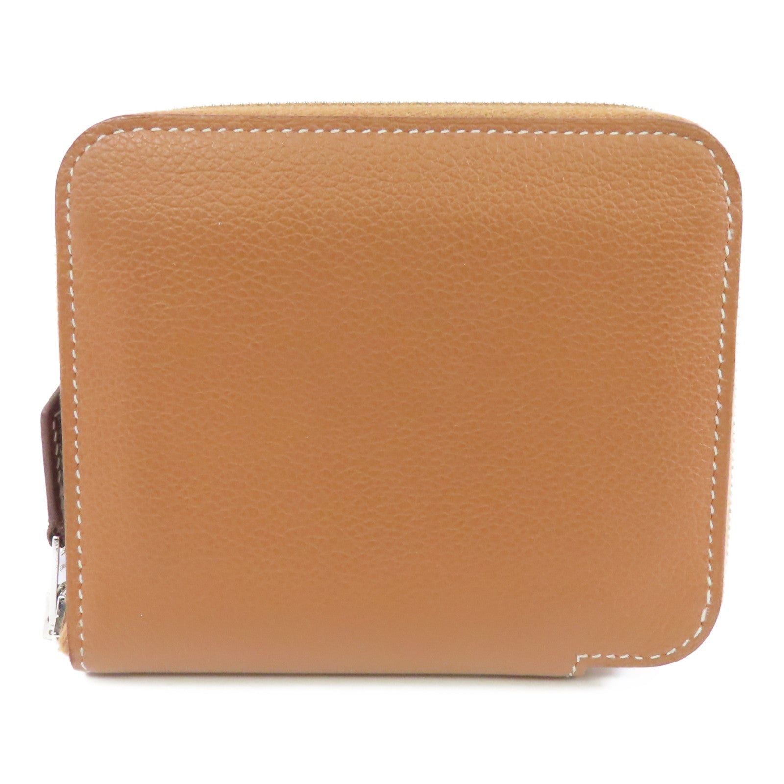 HERMES Evercolor皮革Silk in Compact Wallet銀扣錢包37 Gold經典駝色