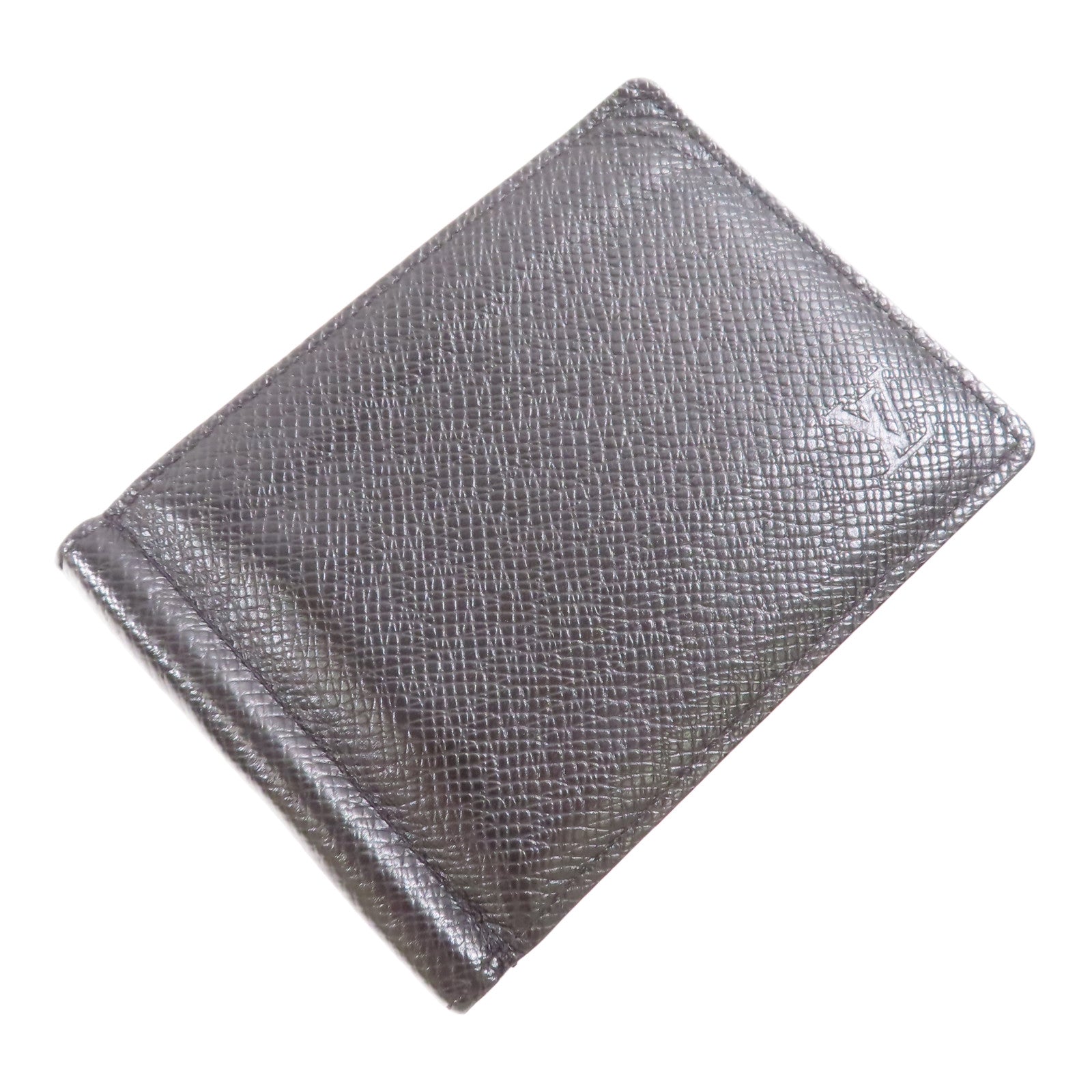 LOUIS VUITTON Taiga皮革Wallet Money Clip銀扣錢夾黑色