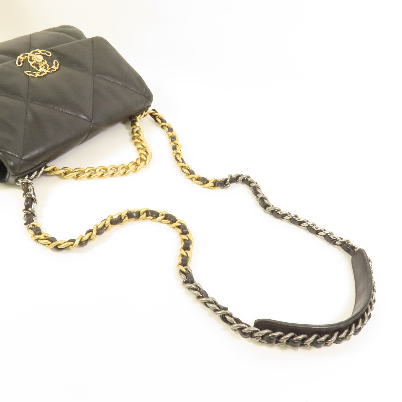 CHANEL 羊皮皮革Chanel 19 Small金扣鏈帶肩背袋