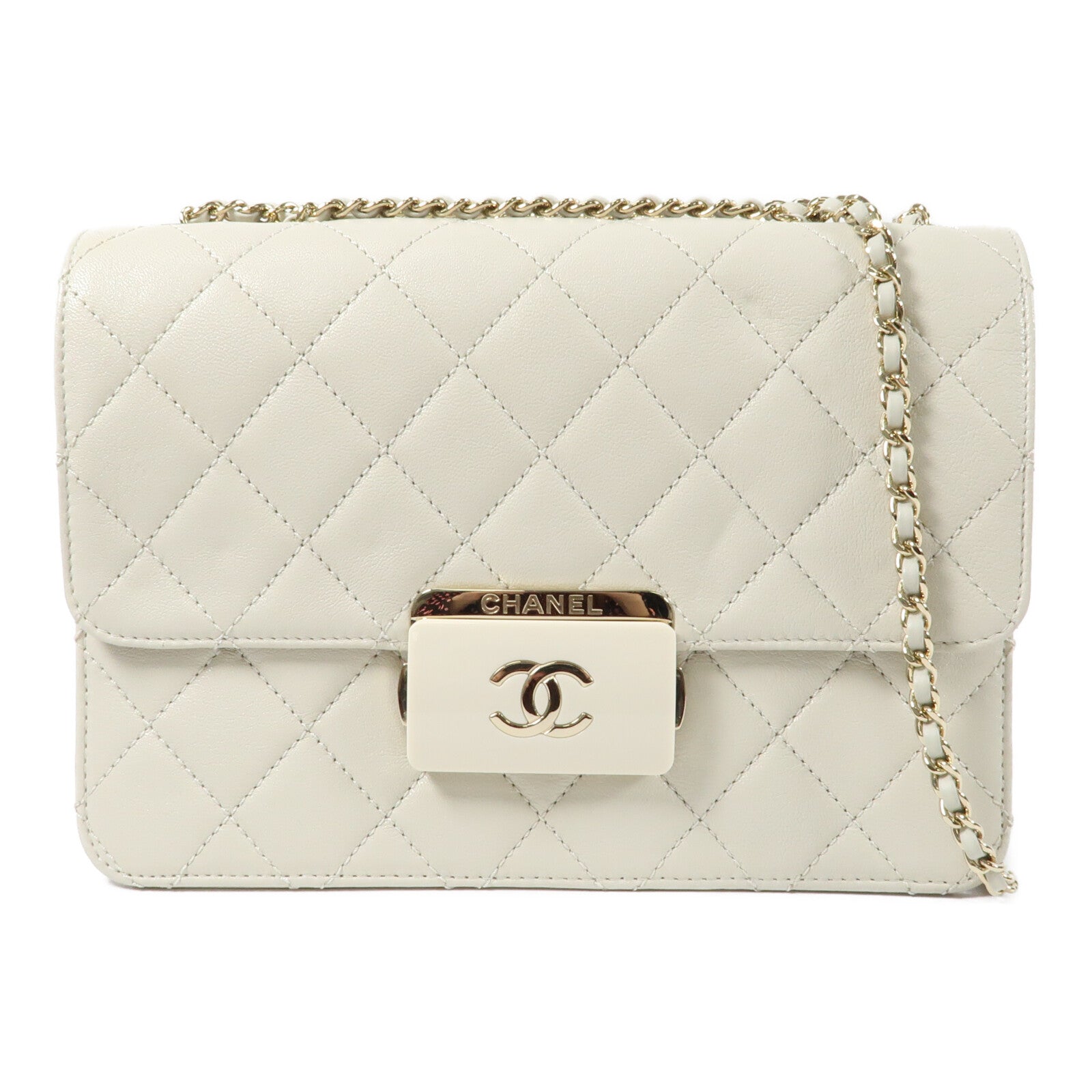 CHANEL 牛皮皮革Beauty Lock Flap Bag鏈帶肩背袋