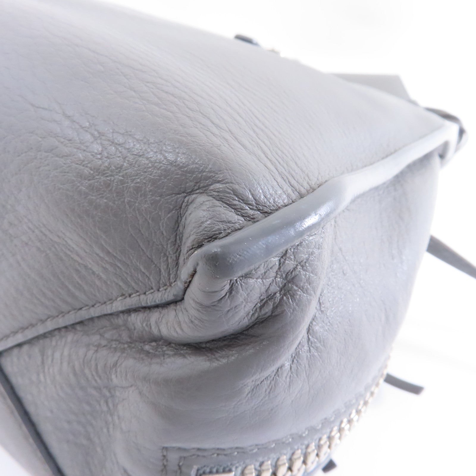BALENCIAGA 羊皮皮革2way Shoulder Bag銀扣手挽肩背兩用袋灰色