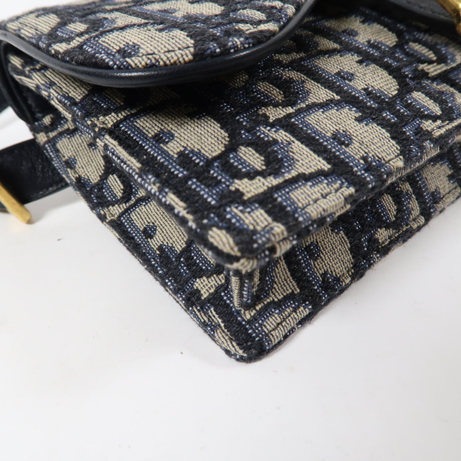 Dior 帆布Saddle Bumbag金扣肩背袋深藍色