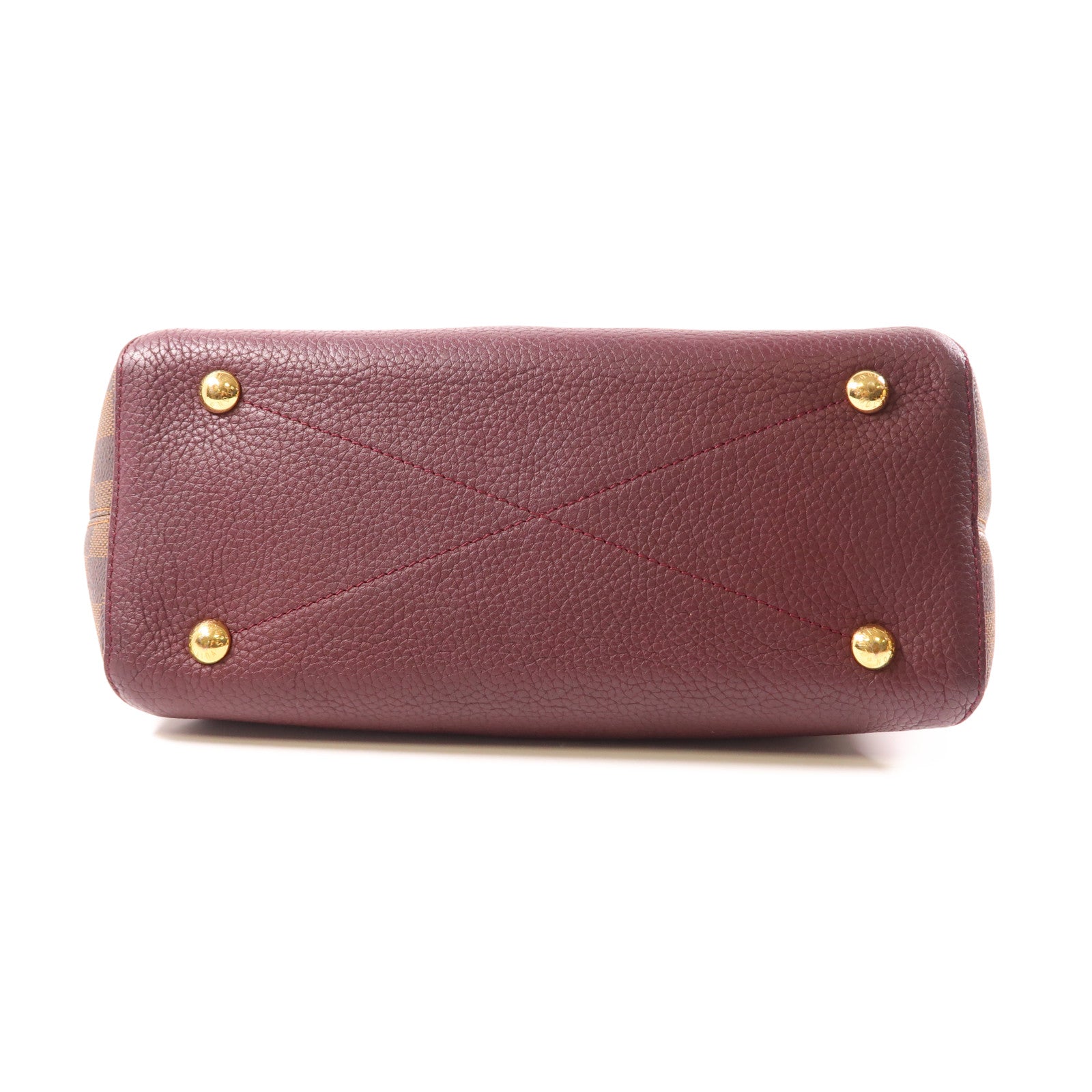 LOUIS VUITTON Damier Hyde Park金扣手挽肩背兩用袋棕色/紅色