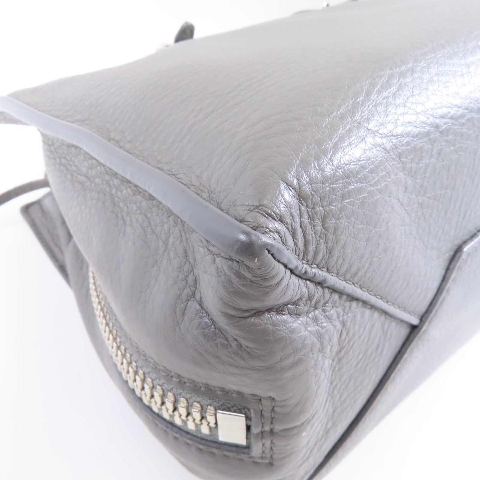 BALENCIAGA 羊皮皮革2way Shoulder Bag銀扣手挽肩背兩用袋灰色