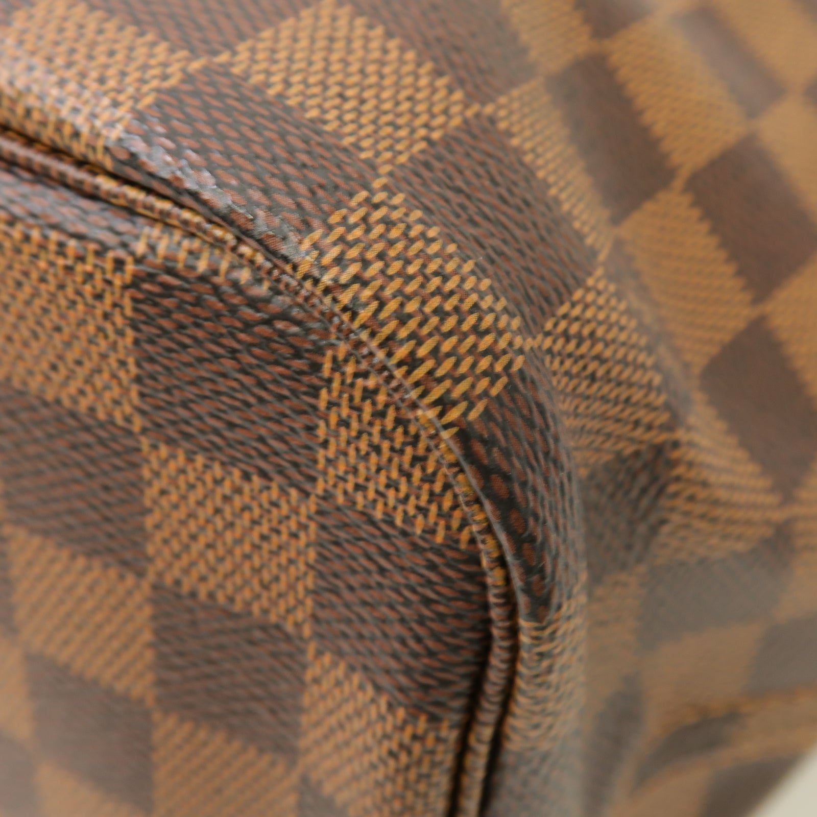 LOUIS VUITTON Damier Neverfull MM金扣肩背袋啡色