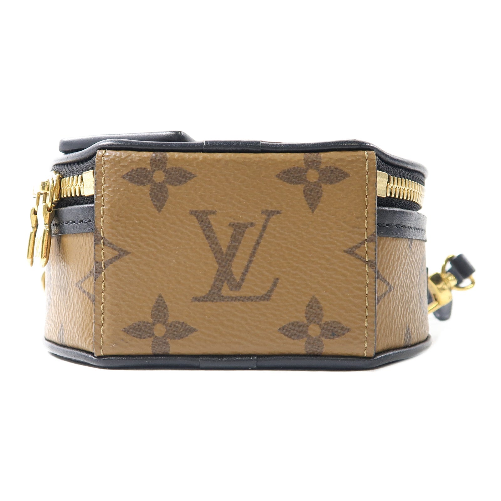 LOUIS VUITTON Monogram Reverse Mini Boite Chapeau金扣肩背袋棕色/黑色