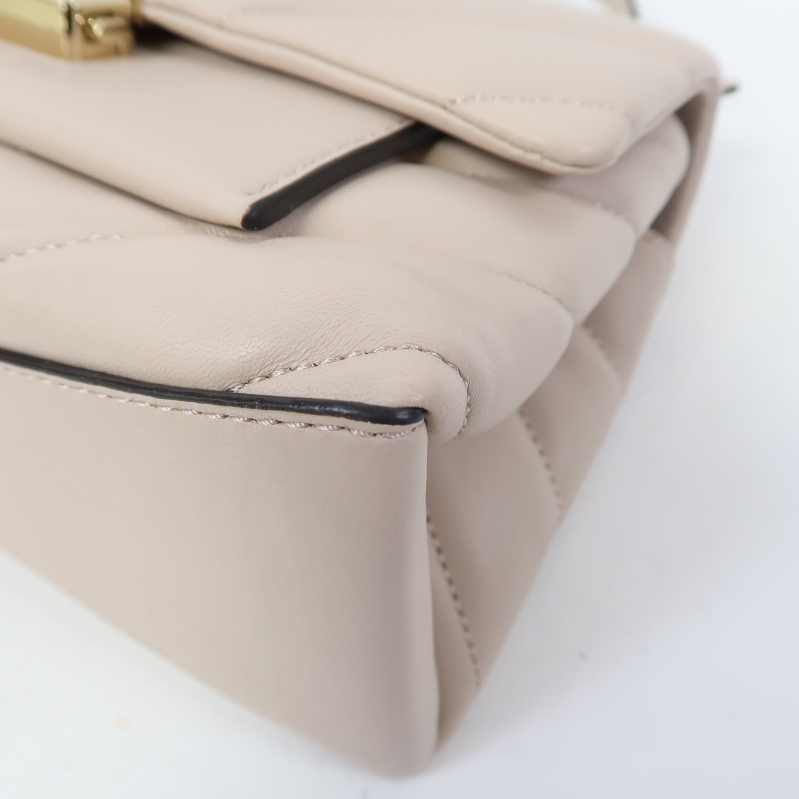 Michael Kors 斜紋羊皮皮革Chain Shoulder金扣鏈帶肩背袋粉紅色