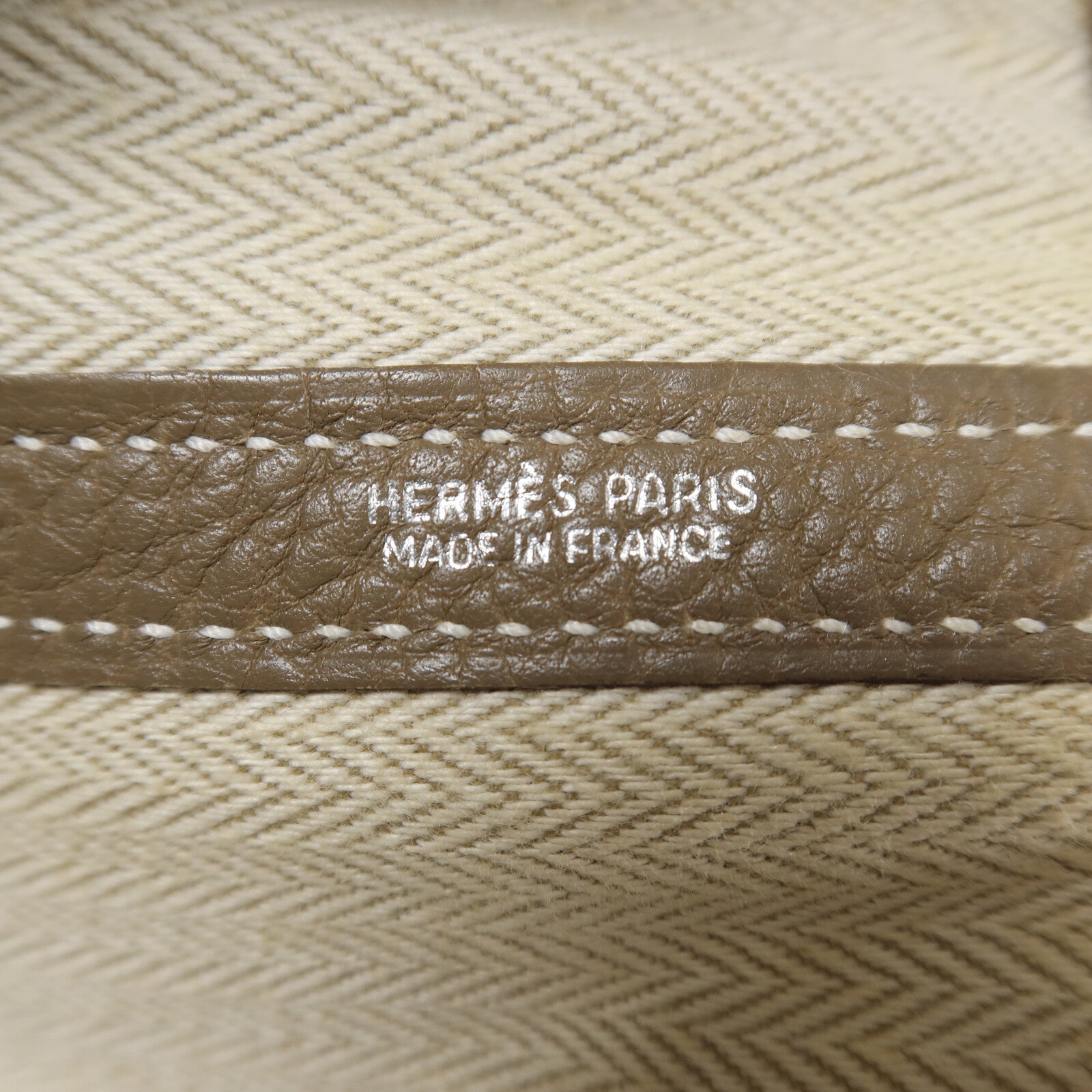 HERMES Clemence皮革Garden Party PM手挽袋Etoupe