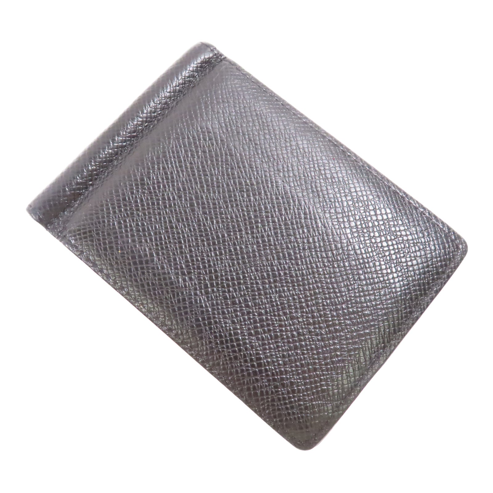 LOUIS VUITTON Taiga皮革Wallet Money Clip銀扣錢夾黑色