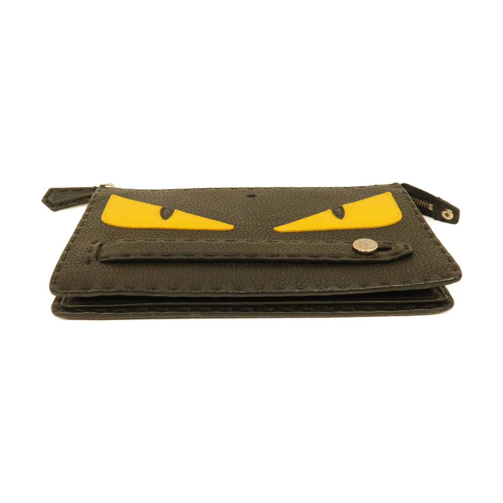 FENDI 【激減優惠】牛皮皮革Clutch Bag銀扣手拿包黒色