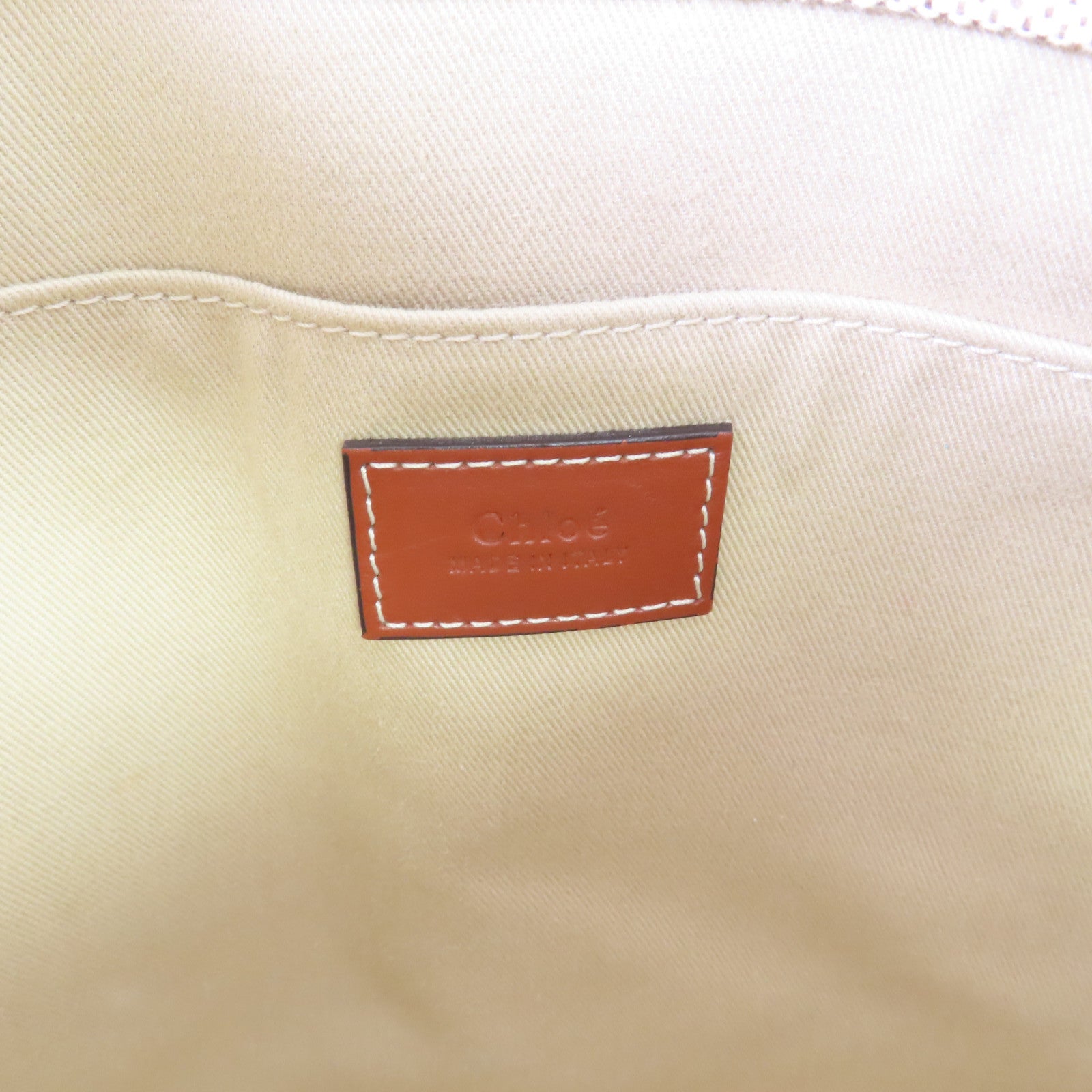 Chloe 帆布Woody Tote Medium Bag肩背袋杏色/啡色