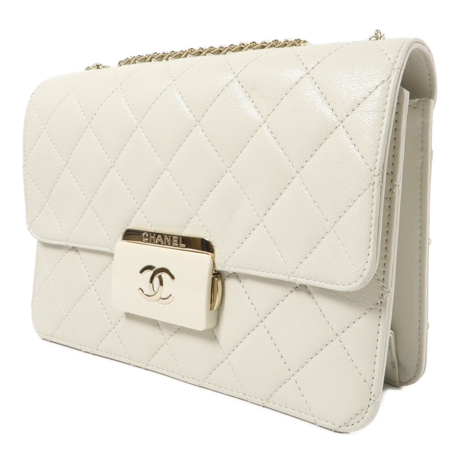 CHANEL 牛皮皮革Beauty Lock Flap Bag鏈帶肩背袋