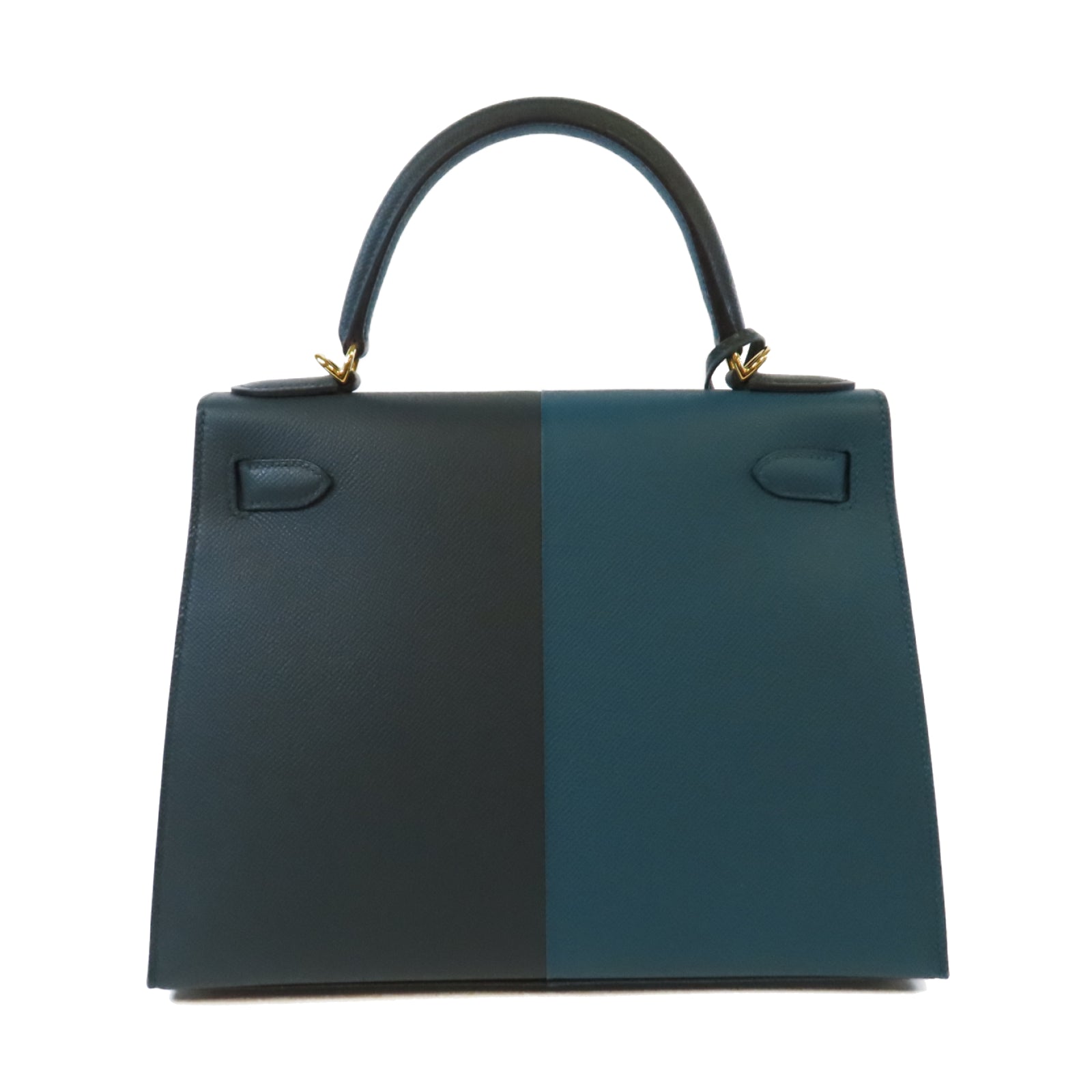 HERMES Epsom皮革Kelly 28金扣手挽肩背兩用袋藍色/深藍色
