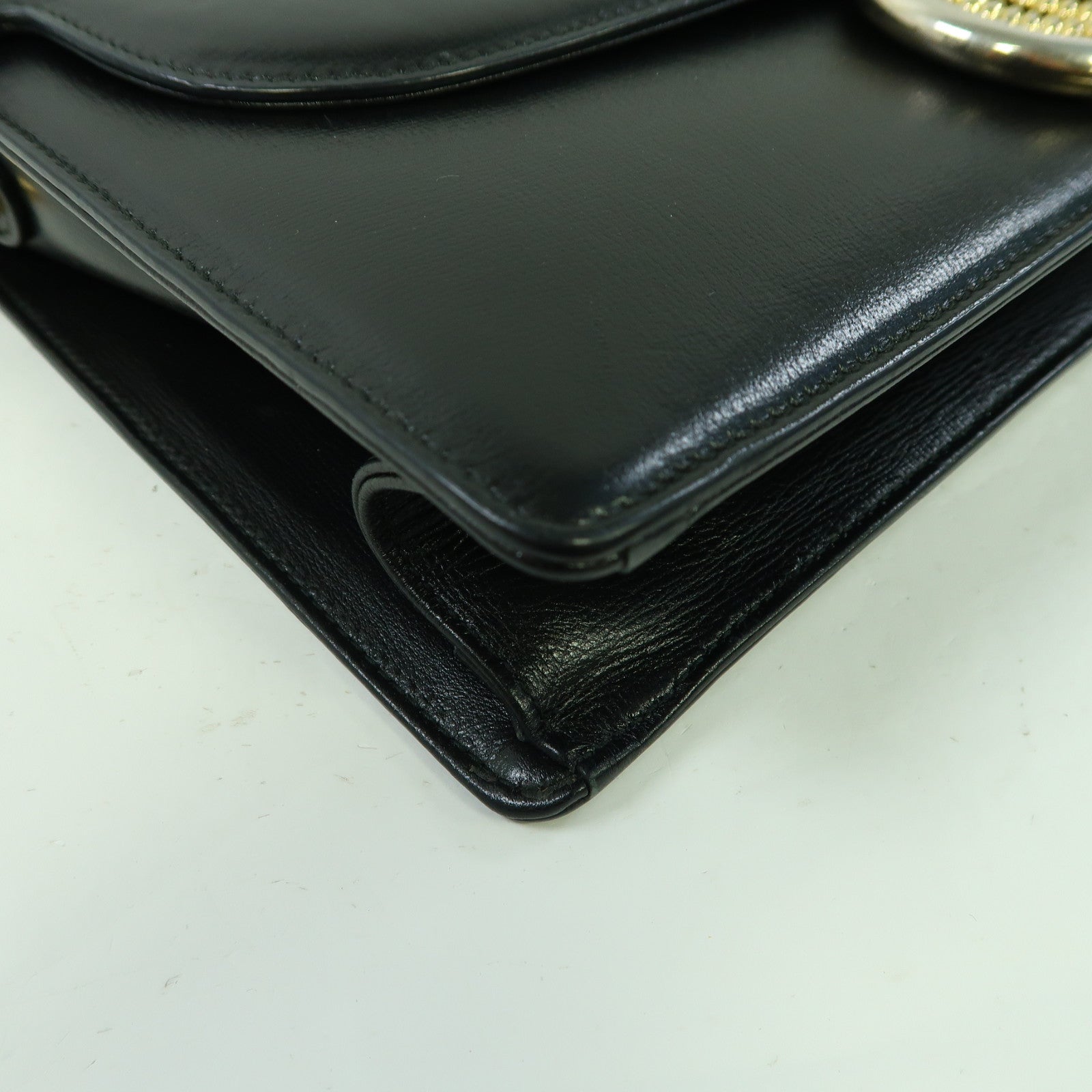 GUCCI 【激減優惠】牛皮皮革Shoulder Bag金扣肩背袋黑色