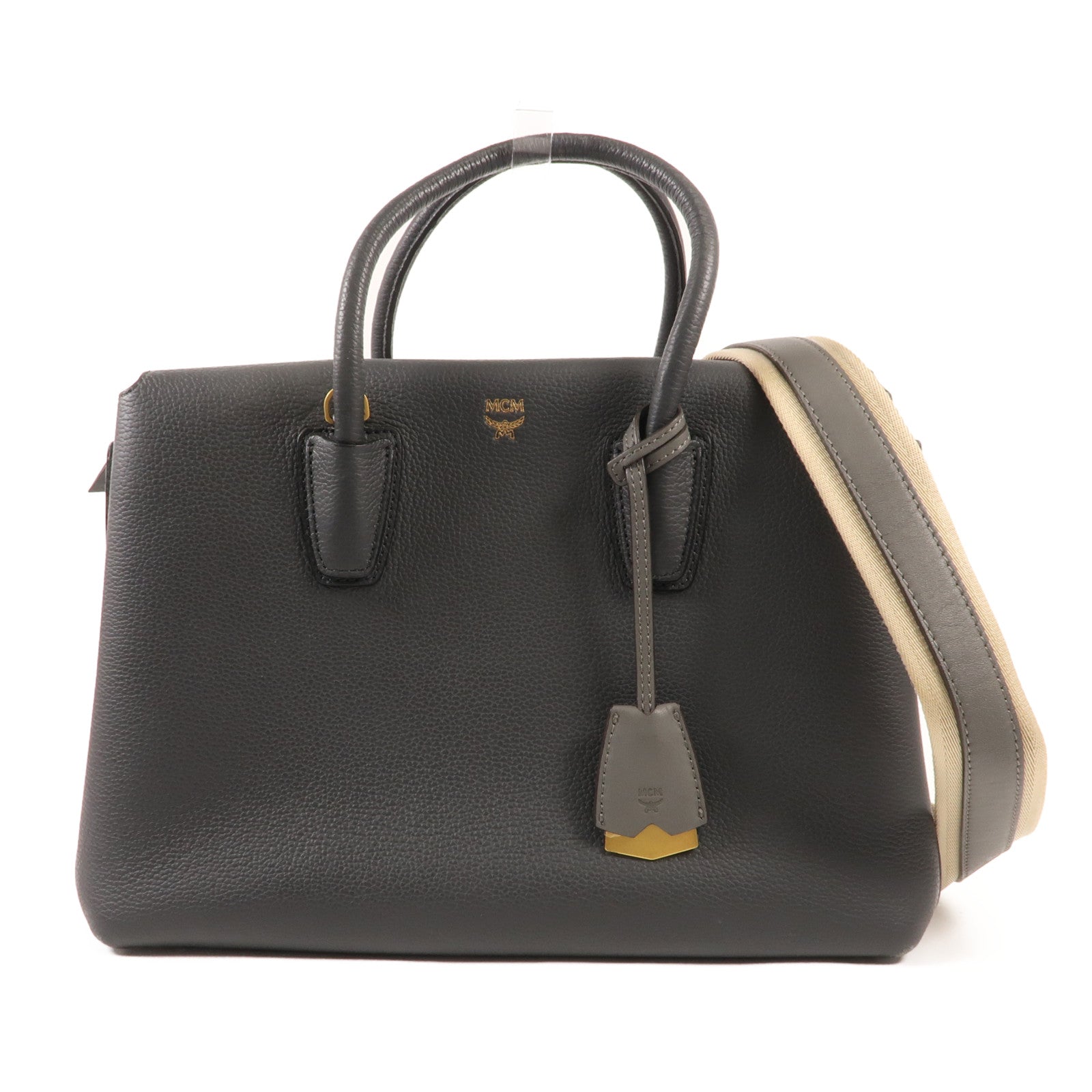 MCM 牛皮皮革Shoulder Bag金扣手挽肩背兩用袋