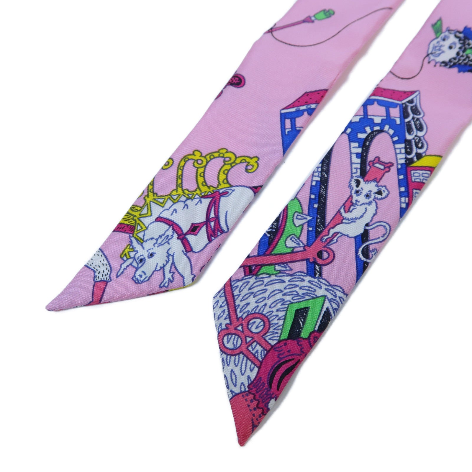 HERMES 【激減優惠】絲質Mini Ribbow Bow領帶粉紅色