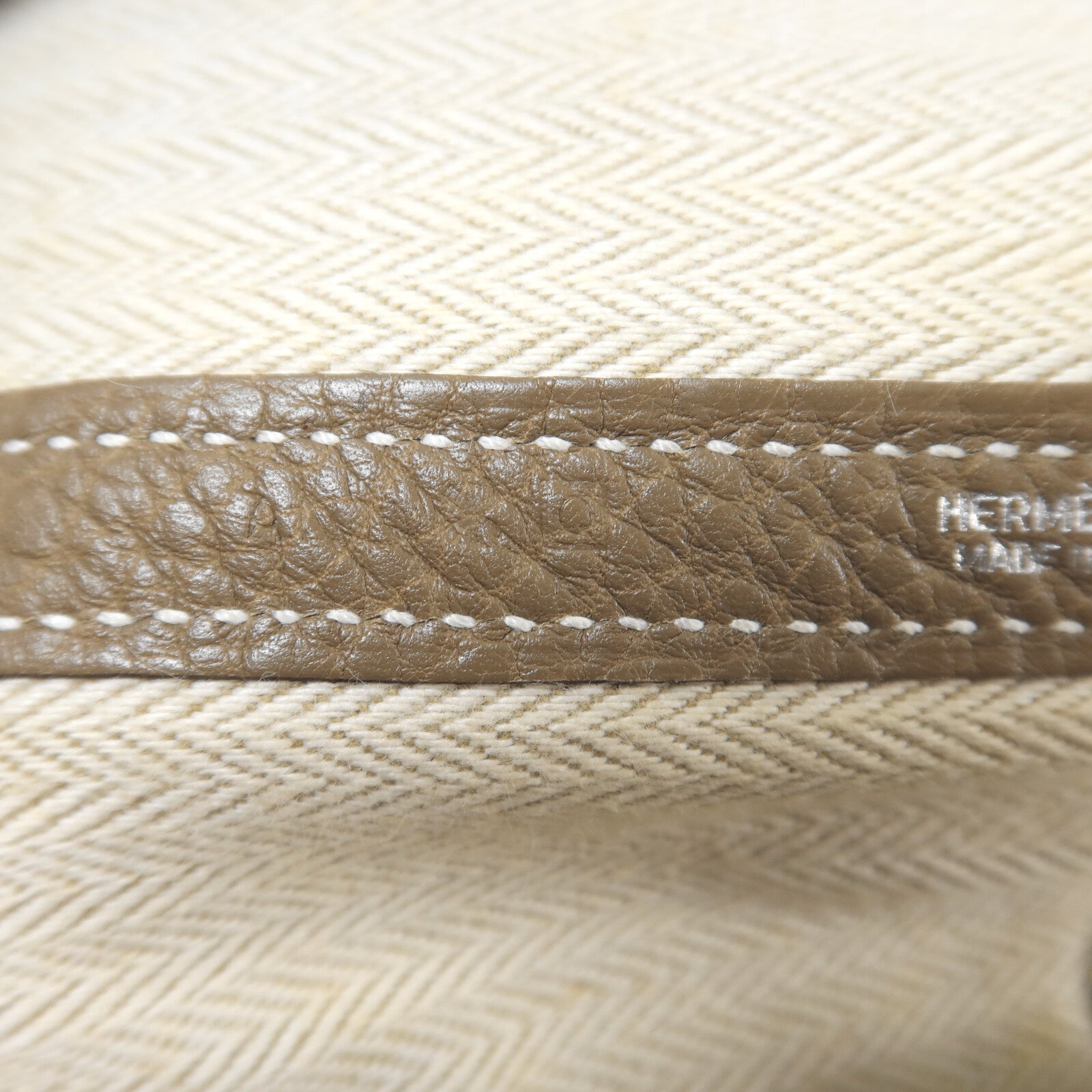 HERMES Clemence皮革Garden Party PM手挽袋Etoupe