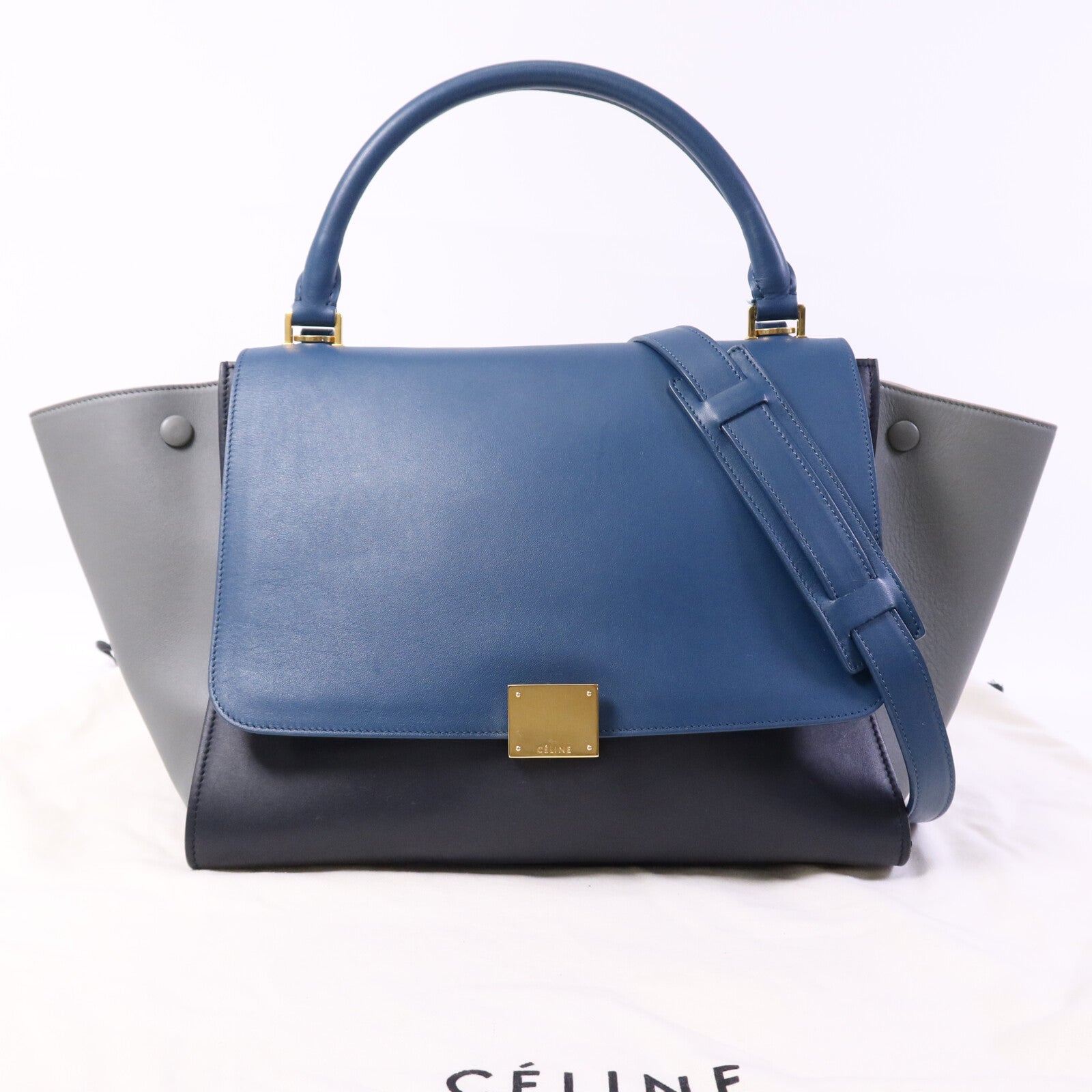 CELINE 牛皮皮革Trapeze金扣手挽肩背兩用袋
