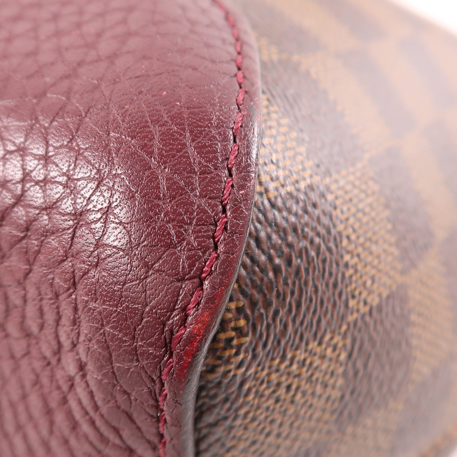 LOUIS VUITTON Damier Hyde Park金扣手挽肩背兩用袋棕色/紅色