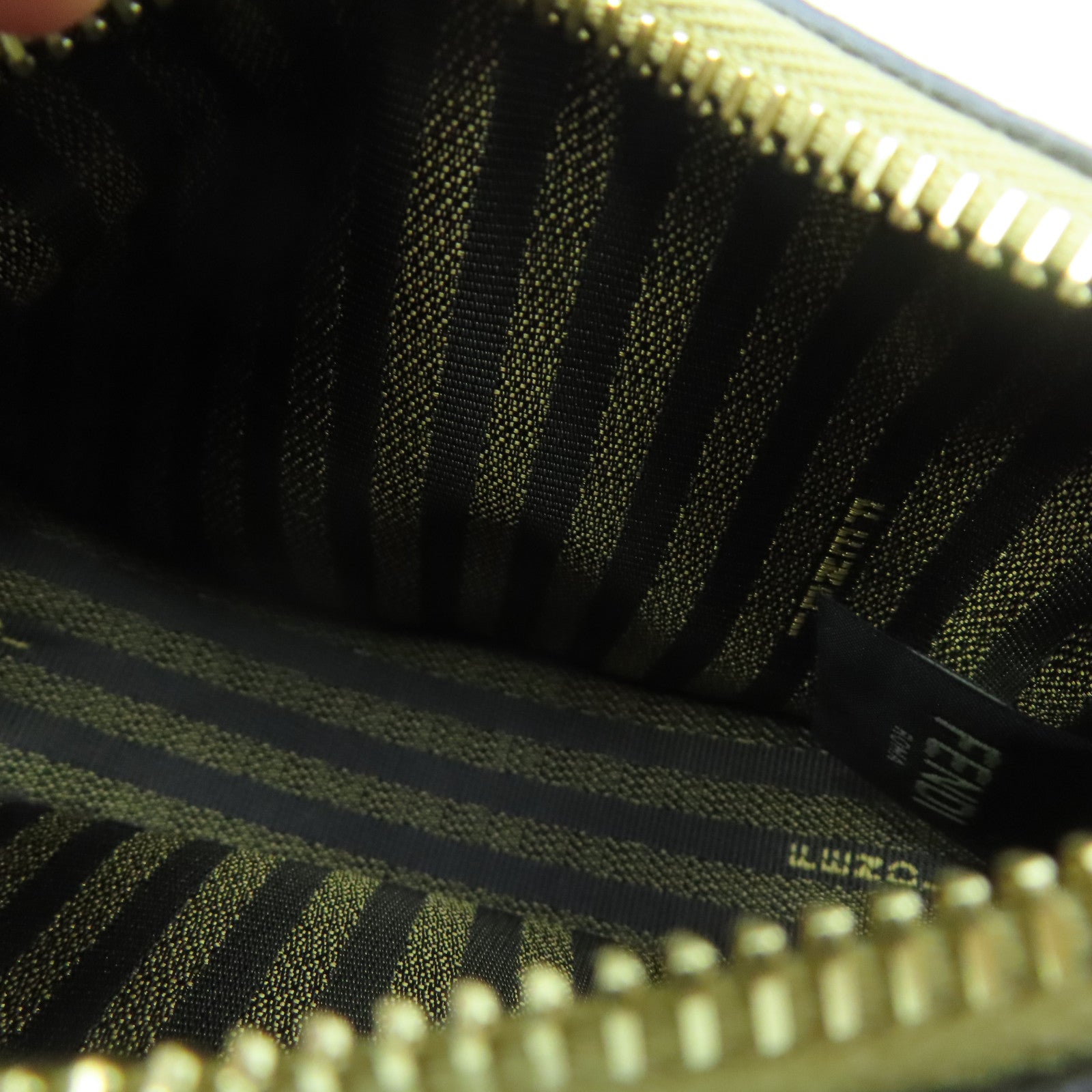 FENDI Coated Canvas Clutch Bag Gold Buckle Clutch Gold